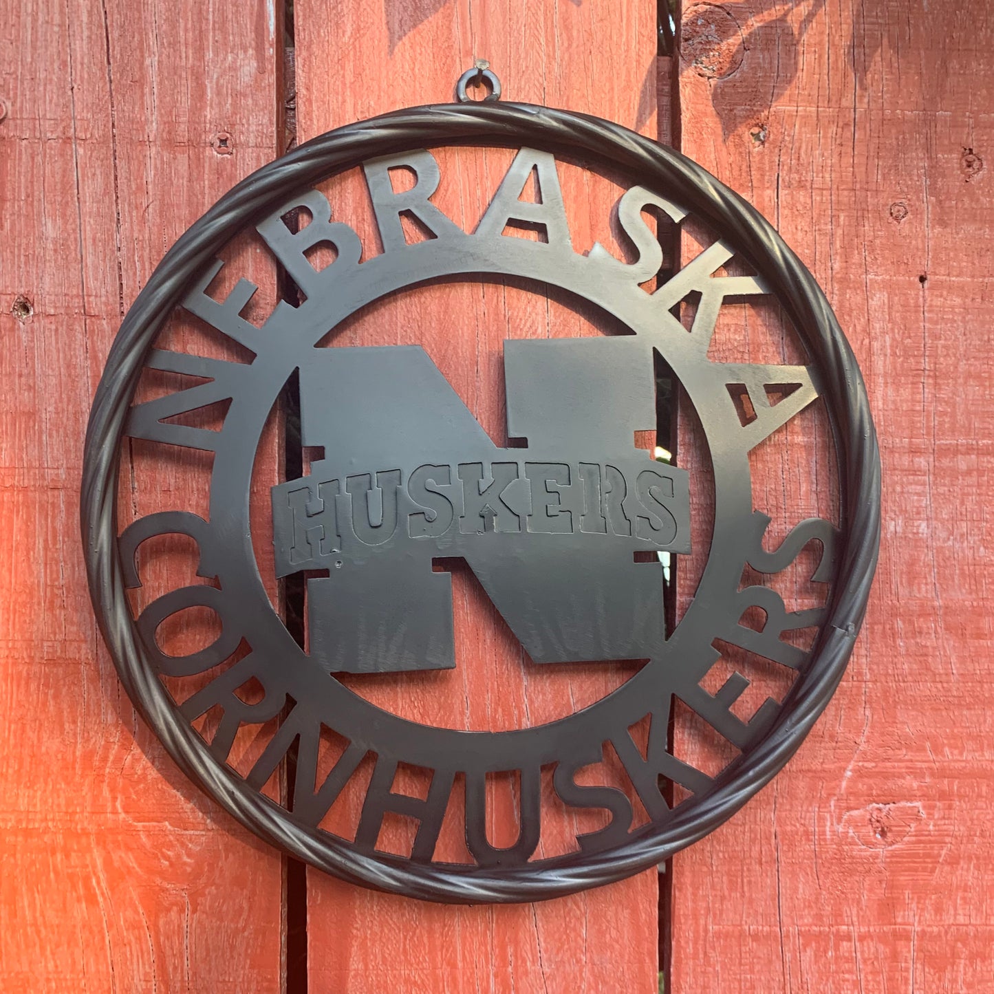 12" NEBRASKA HUSKERS BLACK METAL CUSTOM VINTAGE CRAFT TEAM SIGN