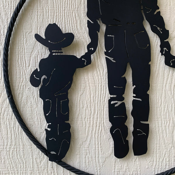 24" FATHER & 2 SON LASER CUT METAL WALL ART CUSTOM VINTAGE CRAFT RUSTIC BLACK HAND MADE