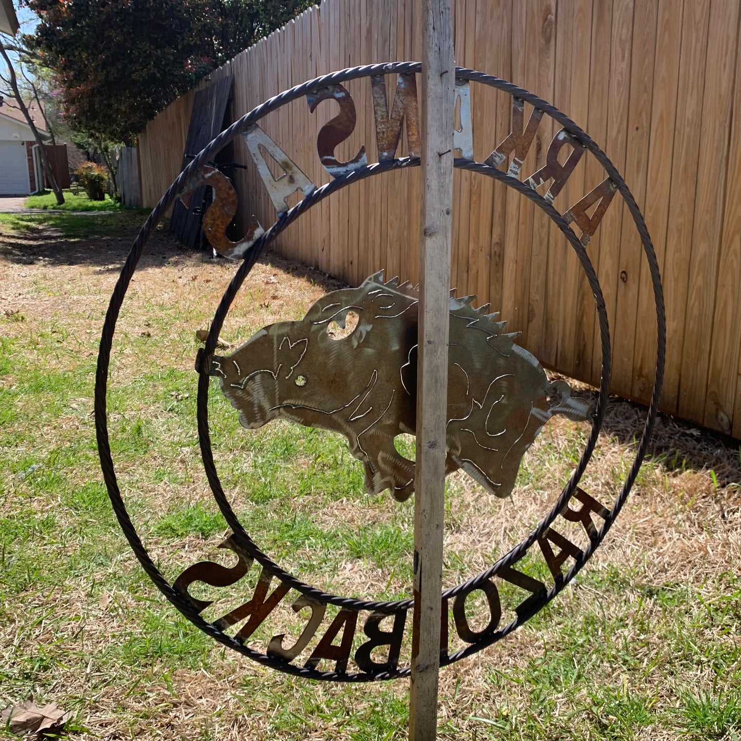ARKANSAS RAZORBACKS CUSTOM RAW METAL VINTAGE CRAFT TEAM SIGN OFFICIAL LICENSED PRODUCT