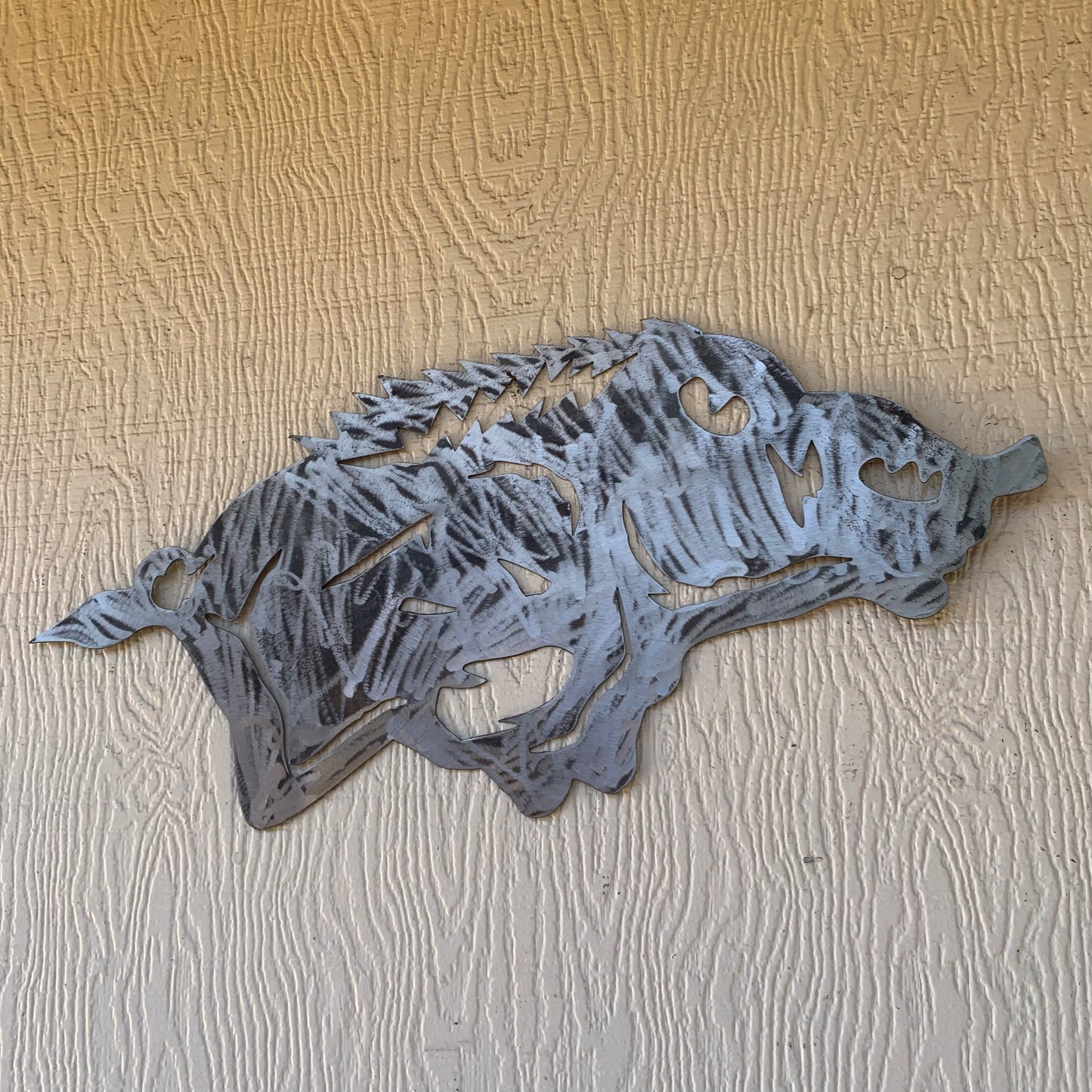 24" X 12" ARKANSAS RAZORBACKS CUSTOM RAW METAL VINTAGE CRAFT WIDE BAND RING TEAM SIGN HANDMADE