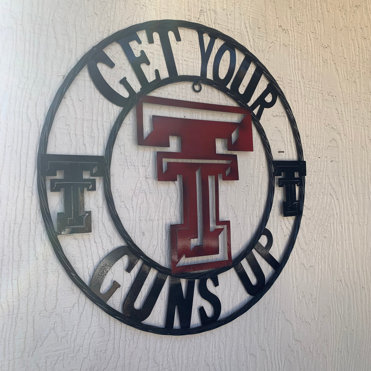 12", 18", 24", 32" GET YOUR GUNS UP TEXAS TECH CUSTOM METAL VINTAGE CRAFT TEAM SIGN