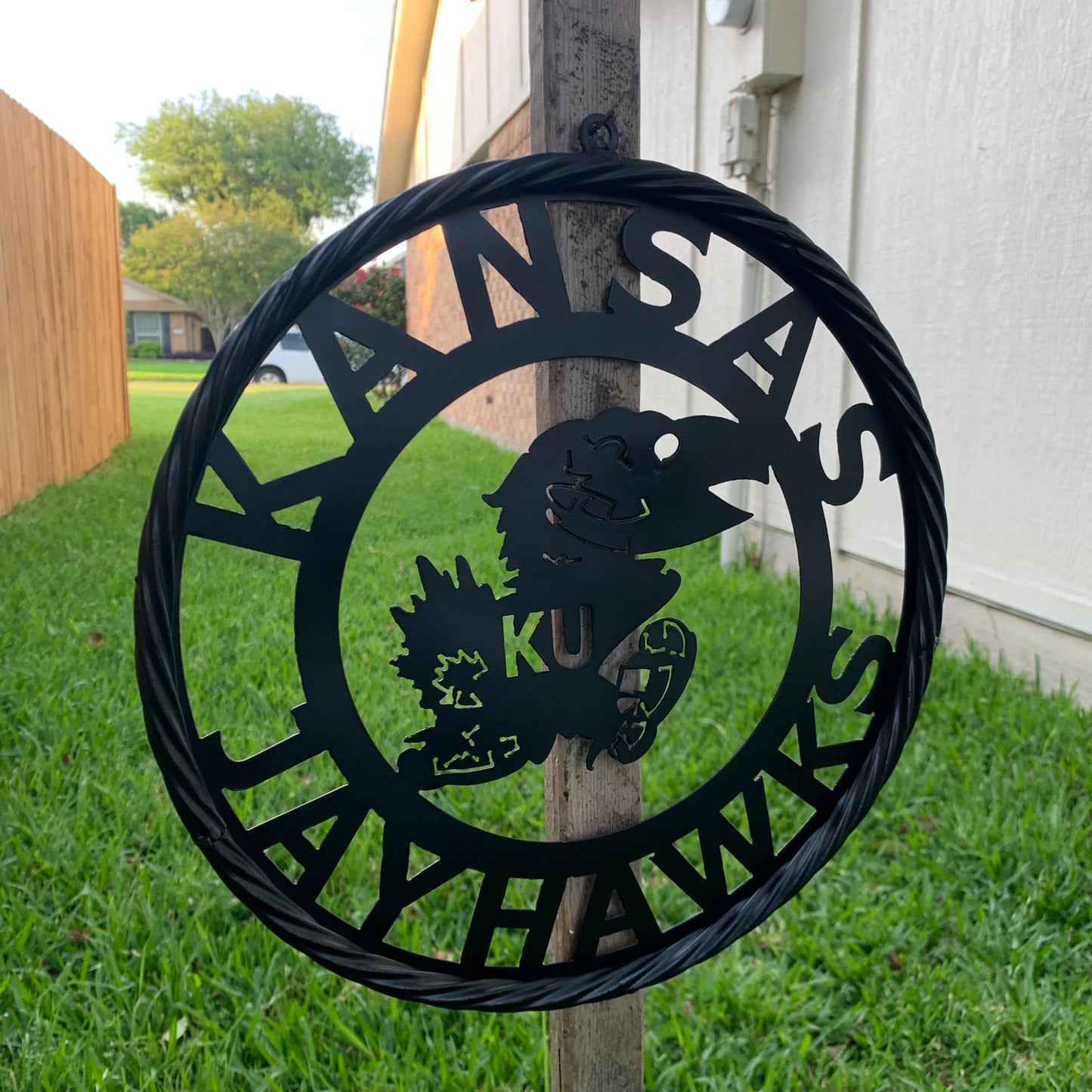 KANSAS JAYHAWKS BLACK METAL CUSTOM VINTAGE CRAFT WALL ART TEAM SIGN HANDMADE