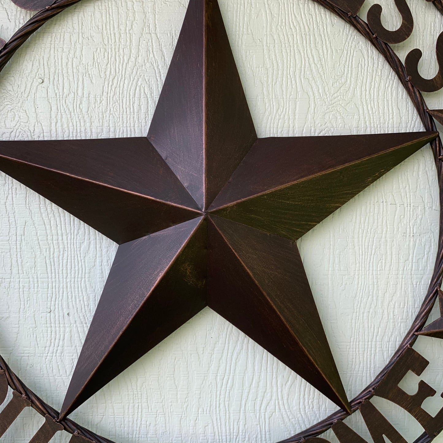 GOD BLESS OUR HOME BARN STAR METAL LONE STAR TWISTED ROPE RING WESTERN HOME DECOR HANDMADE #EH11040