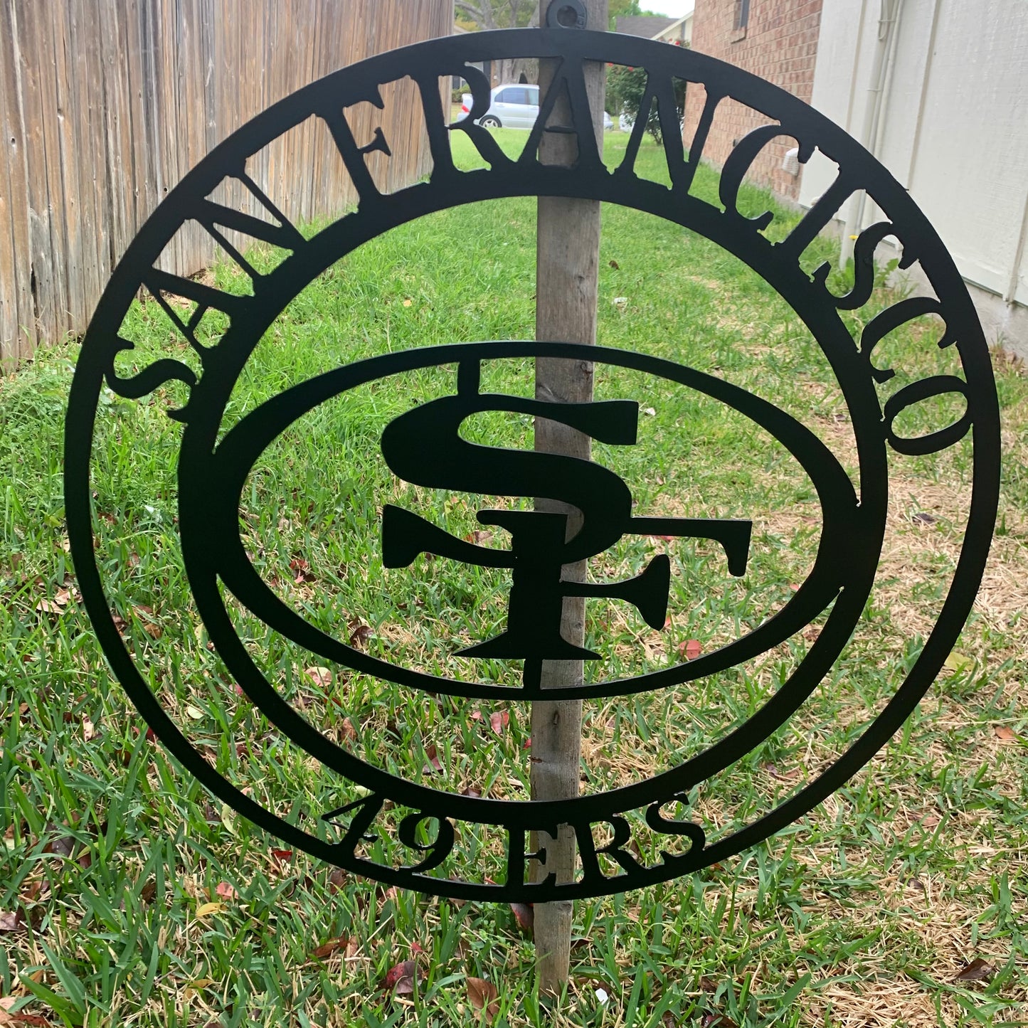 SAN FRANCISCO 49ERS METAL CUSTOM VINTAGE CRAFT TEAM SIGN RUSTIC BLACK HAND MADE IN USA 18",24",36",40",50"
