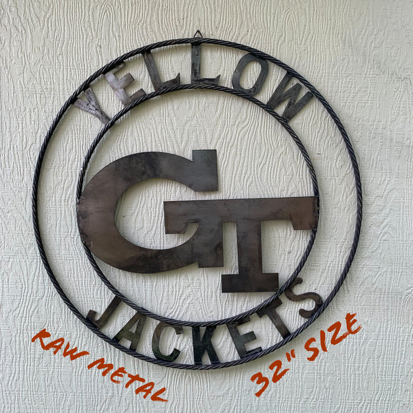 GEORGIA TECH YELLOW JACKETS CUSTOM RAW METAL VINTAGE CRAFT SIGN UNPAINTED HANDMADE 12",18",24",32",36"