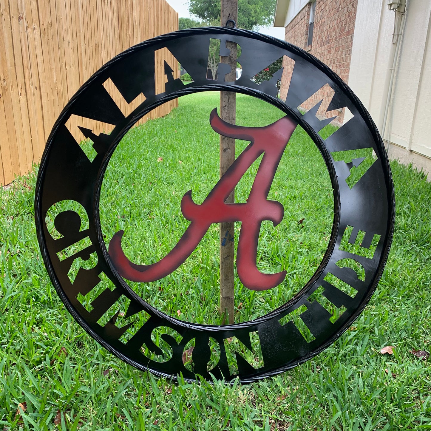 ALABAMA CRIMSON TIDE WIDE BAND RING CUSTOM METAL VINTAGE SIGN TEAM SPORTS HANDMADE