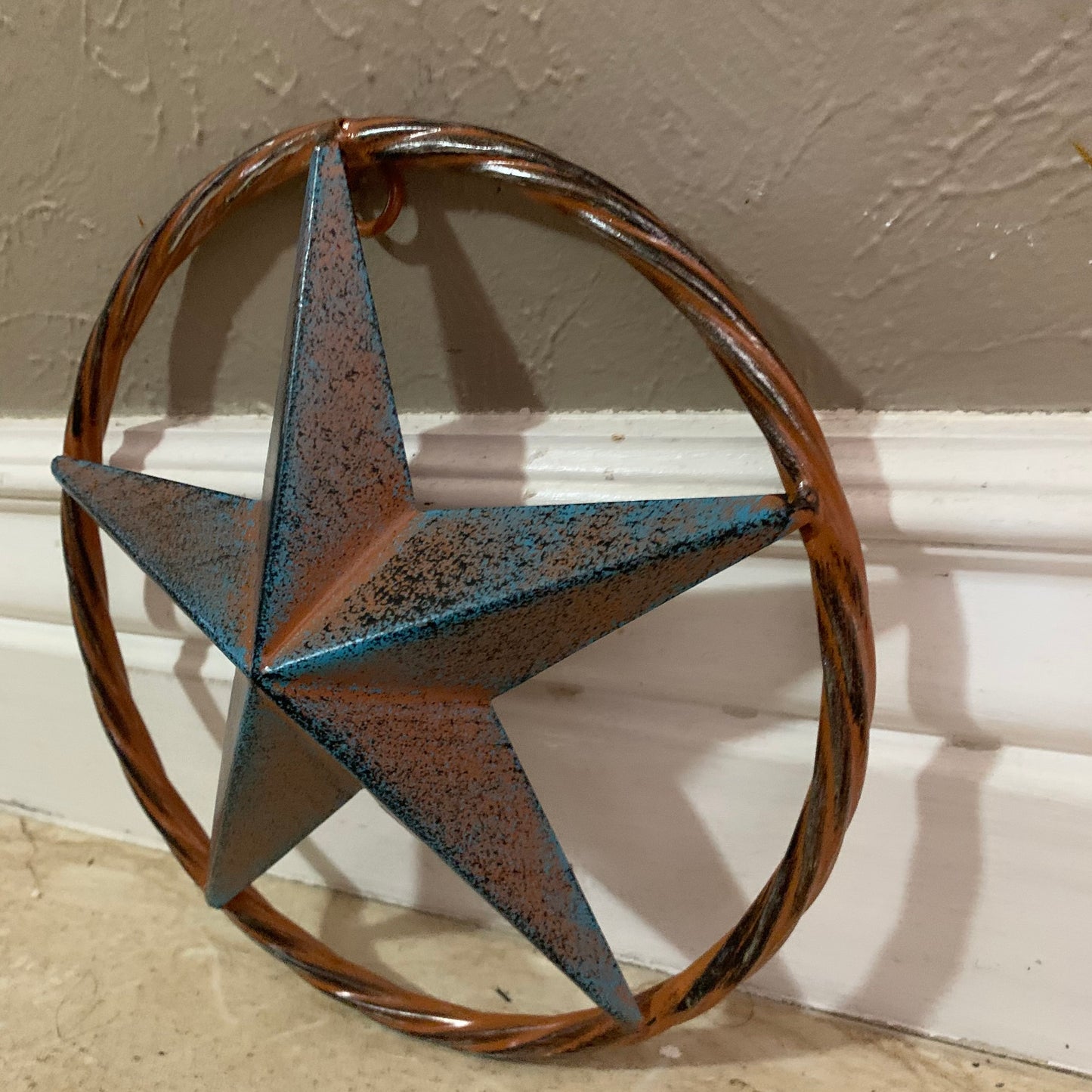 TURQUOISE DISTRESSED BARN METAL STAR WESTERN HOME DECOR ART HANDMADE #EH13601