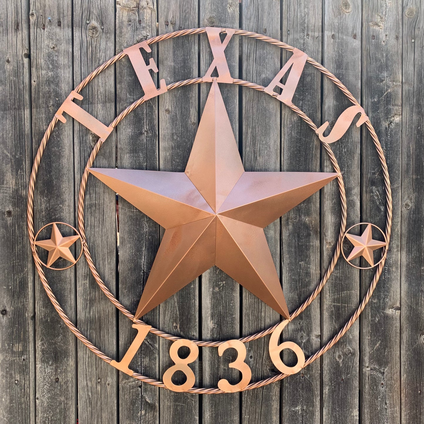 24", 32",36",40" TEXAS 1836 HAMMERED COPPER  BARN STAR METAL WALL WESTERN HOME DECOR HANDMADE NEW