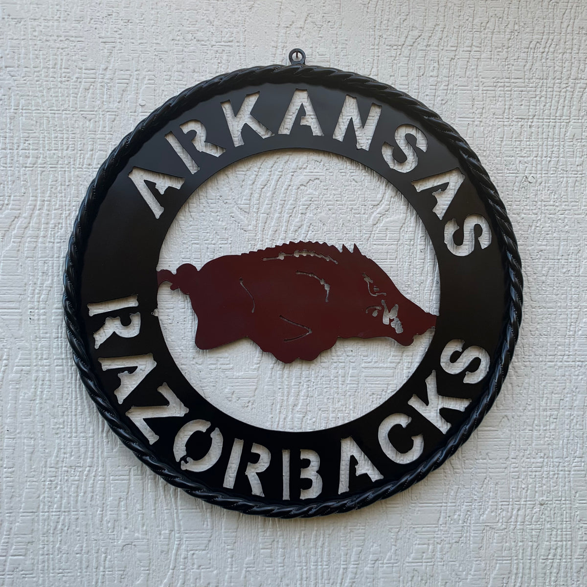 12", 18", 24", 32" ARKANSAS RAZORBACKS CUSTOM METAL VINTAGE CRAFT WIDE BAND RING TEAM SIGN HANDMADE