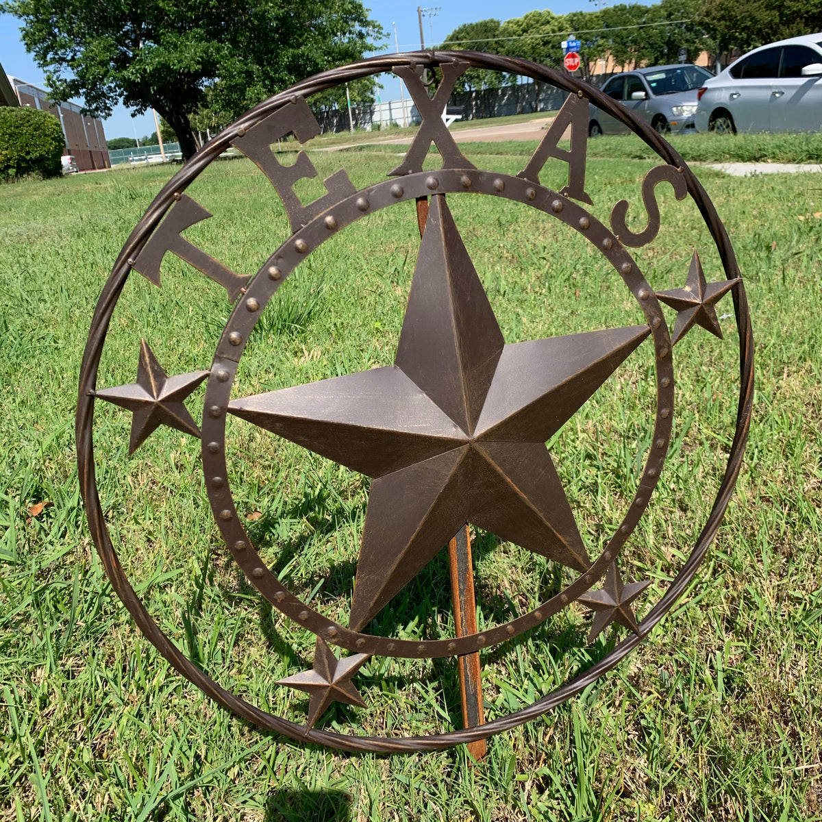 24" TEXAS BEADED COLIBROX BARN STAR METAL LONE STAR WESTERN HOME DECOR HANDMADE RUSTIC BRONZE COPPER NEW