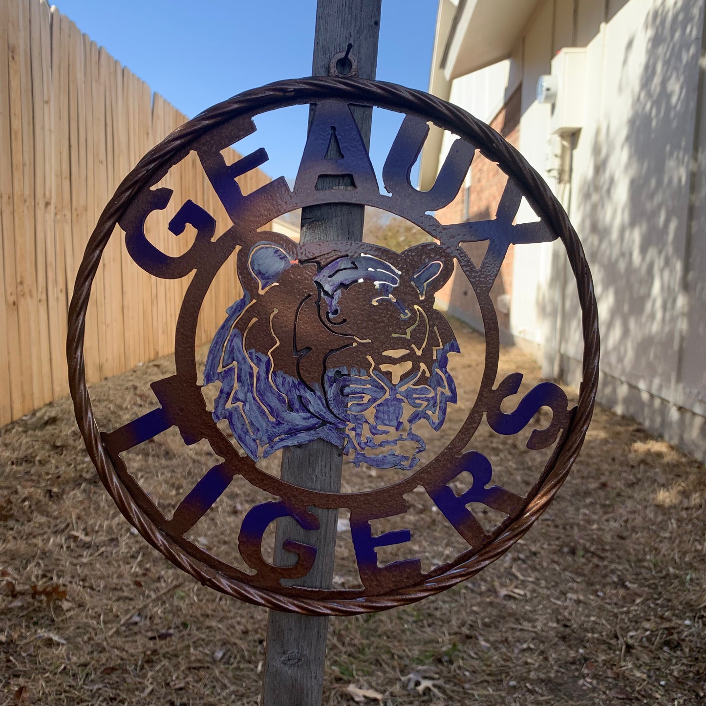 12",18",24",32" GEAUX TIGERS CUSTOM VINTAGE METAL CRAFT TEAM WALL ART HANDMADE