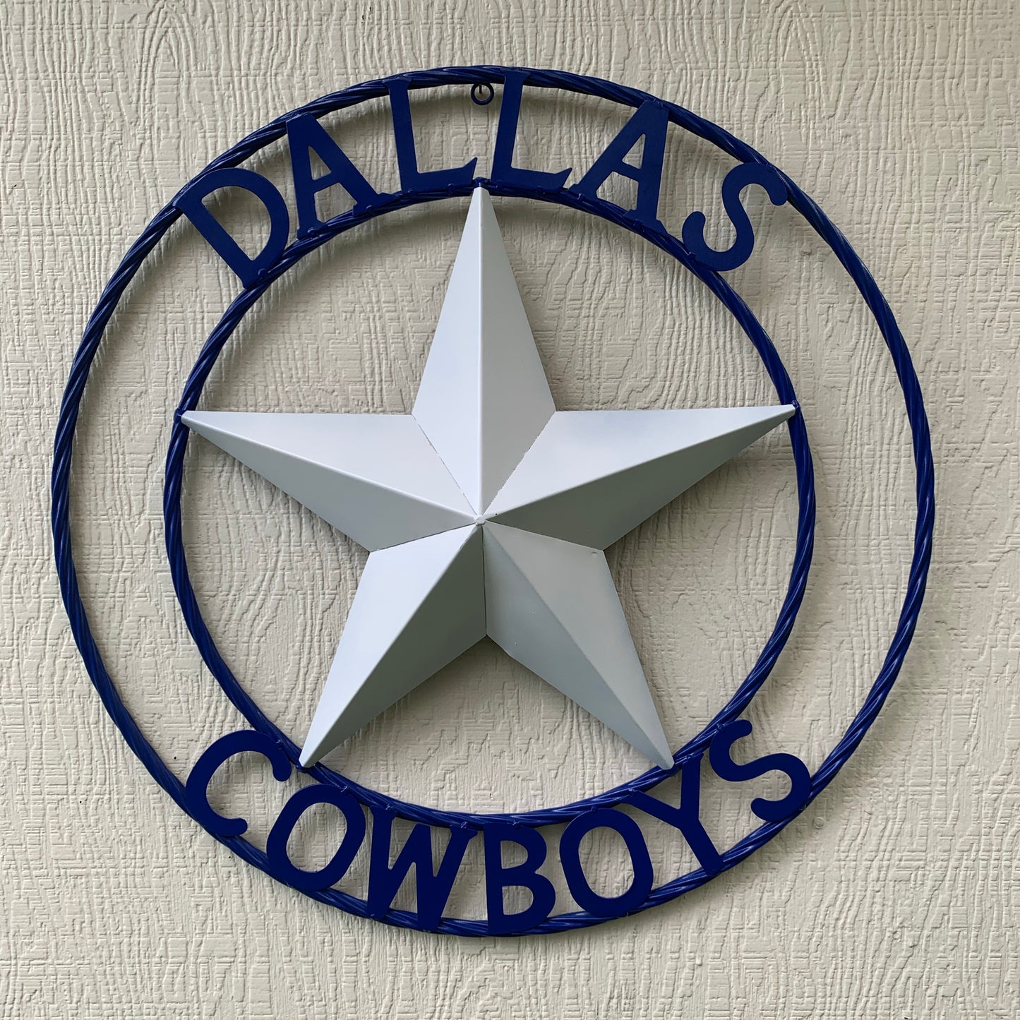 DALLAS COWBOYS STAR METAL BARN LONE STAR WESTERN HOME DECOR BLUE & WHITE STAR, SIZE:24",32",36",40",42",44",46",50"