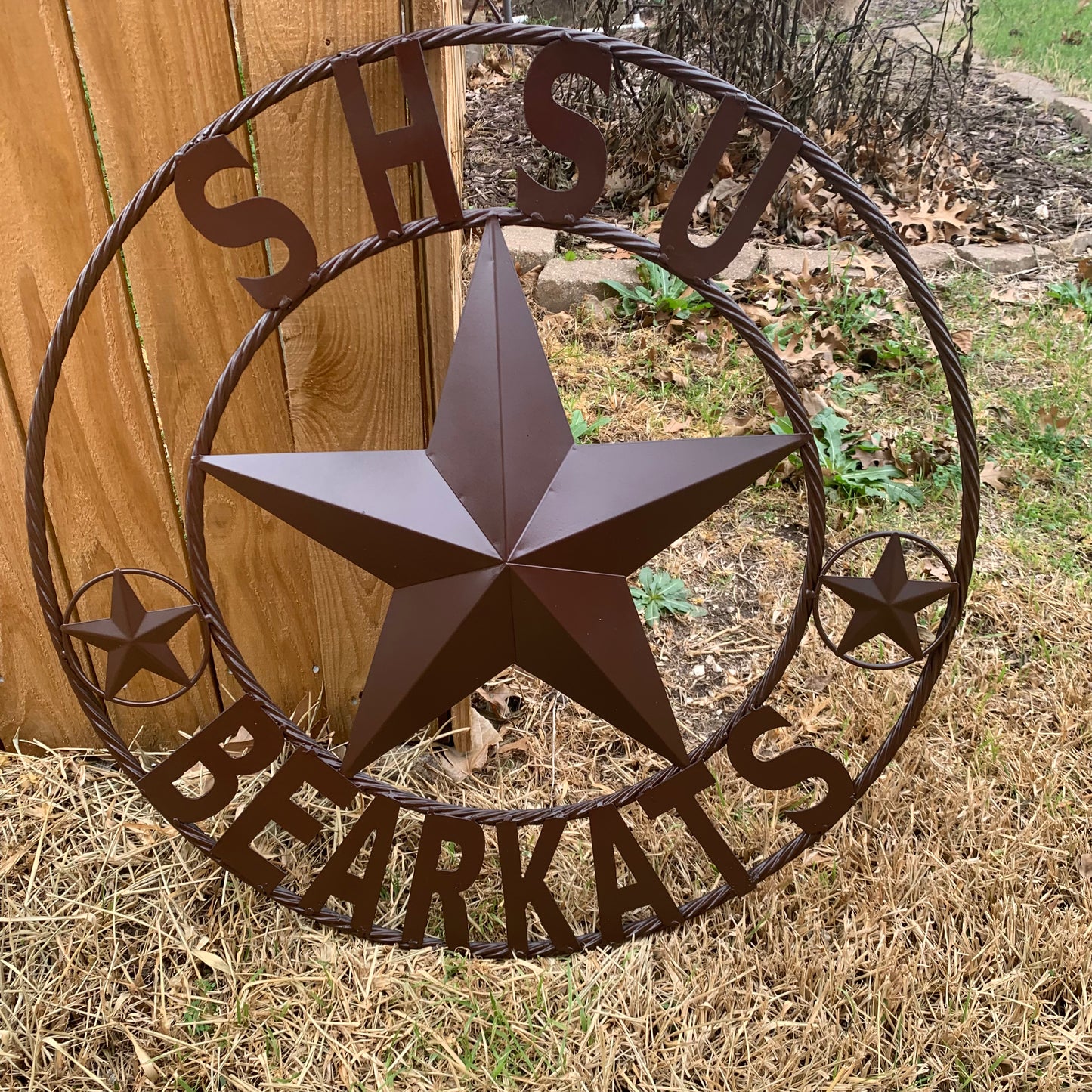 24",32" SHSU SAM HOUSTON BEARKATS RUSTIC BROWN METAL CUSTOM VINTAGE CRAFT RUSTIC BROWN TEAM STAR HANDMADE
