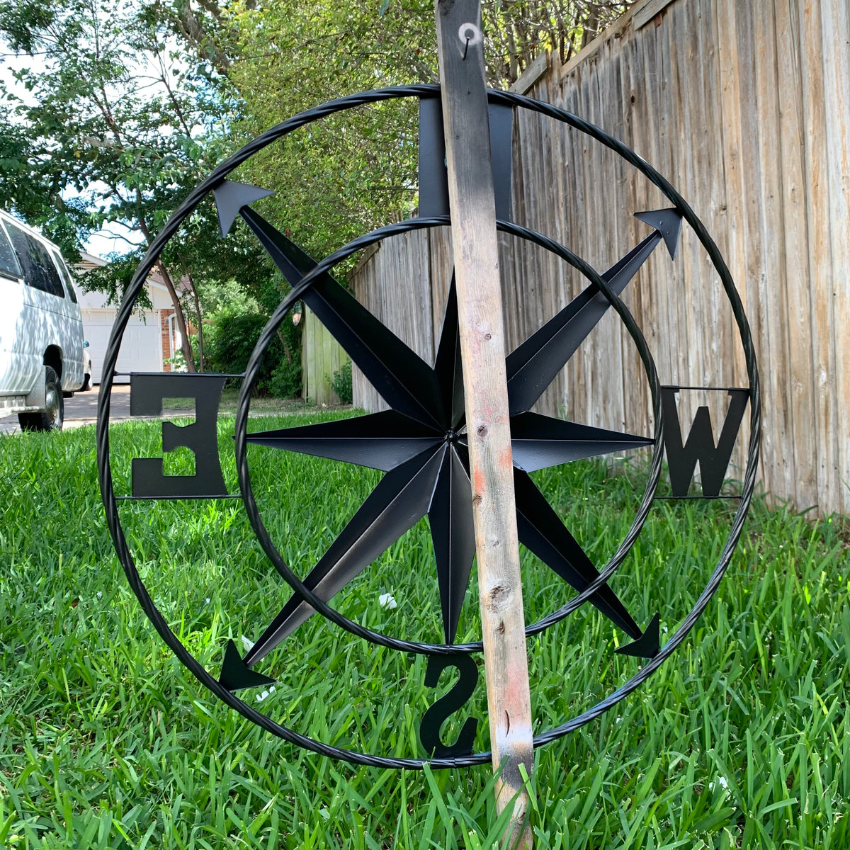 COMPASS NAVY BLUE 24" METAL SIGN WESTERN HOME DECOR HANDMADE NEW