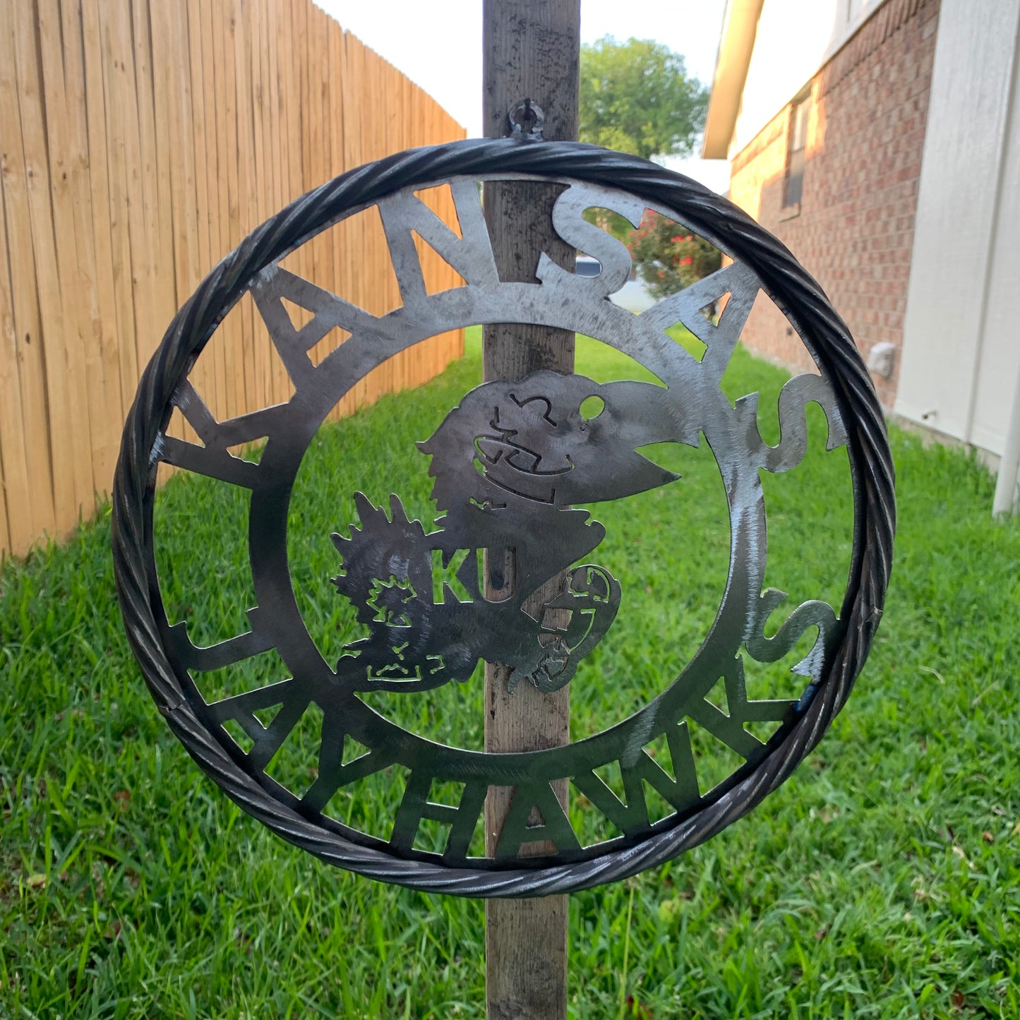 KANSAS JAYHAWKS RAW METAL CUSTOM VINTAGE CRAFT WALL ART TEAM SIGN HANDMADE