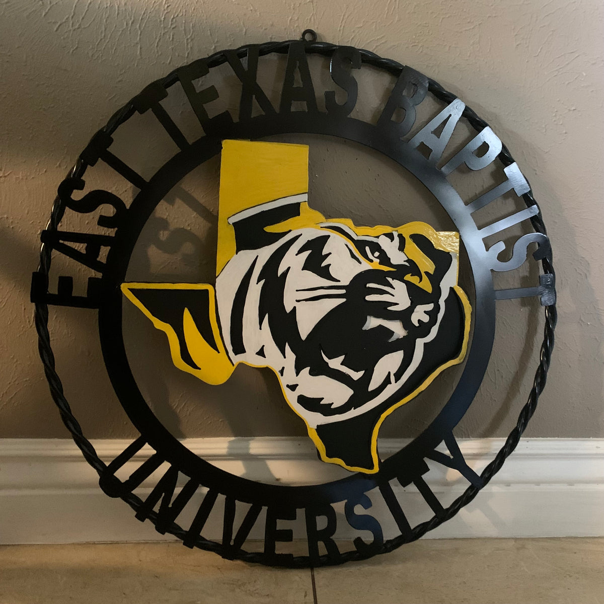 EAST TEXAS BAPTIST UNIVERSITY METAL CUSTOM VINTAGE CRAFT SIGN WALL ART TEAM HANDMADE