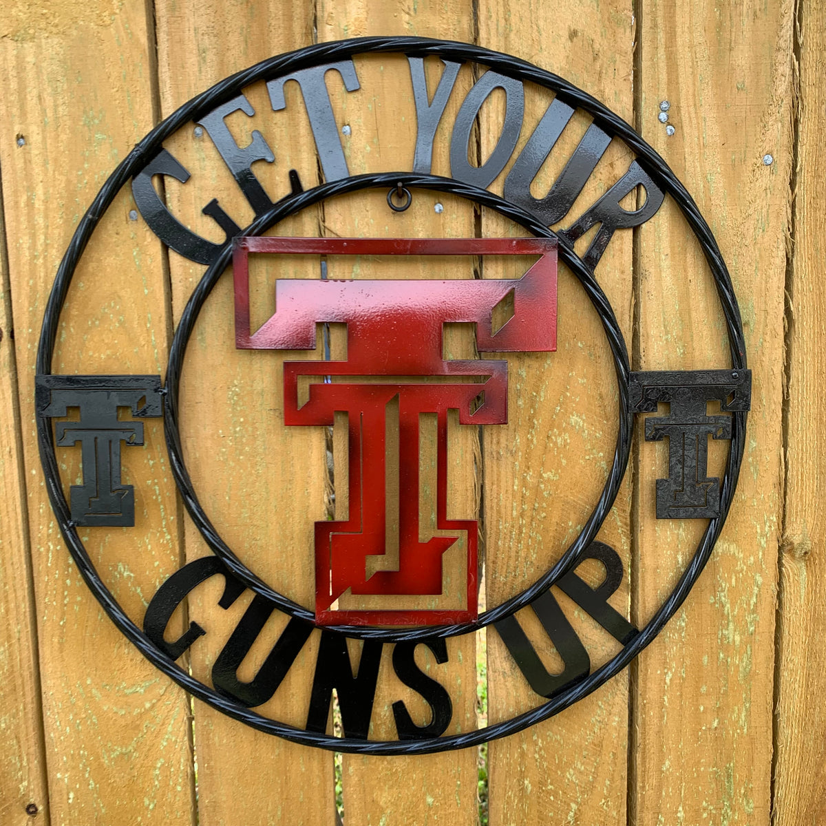 12", 18", 24", 32" GET YOUR GUNS UP TEXAS TECH CUSTOM METAL VINTAGE CRAFT TEAM SIGN