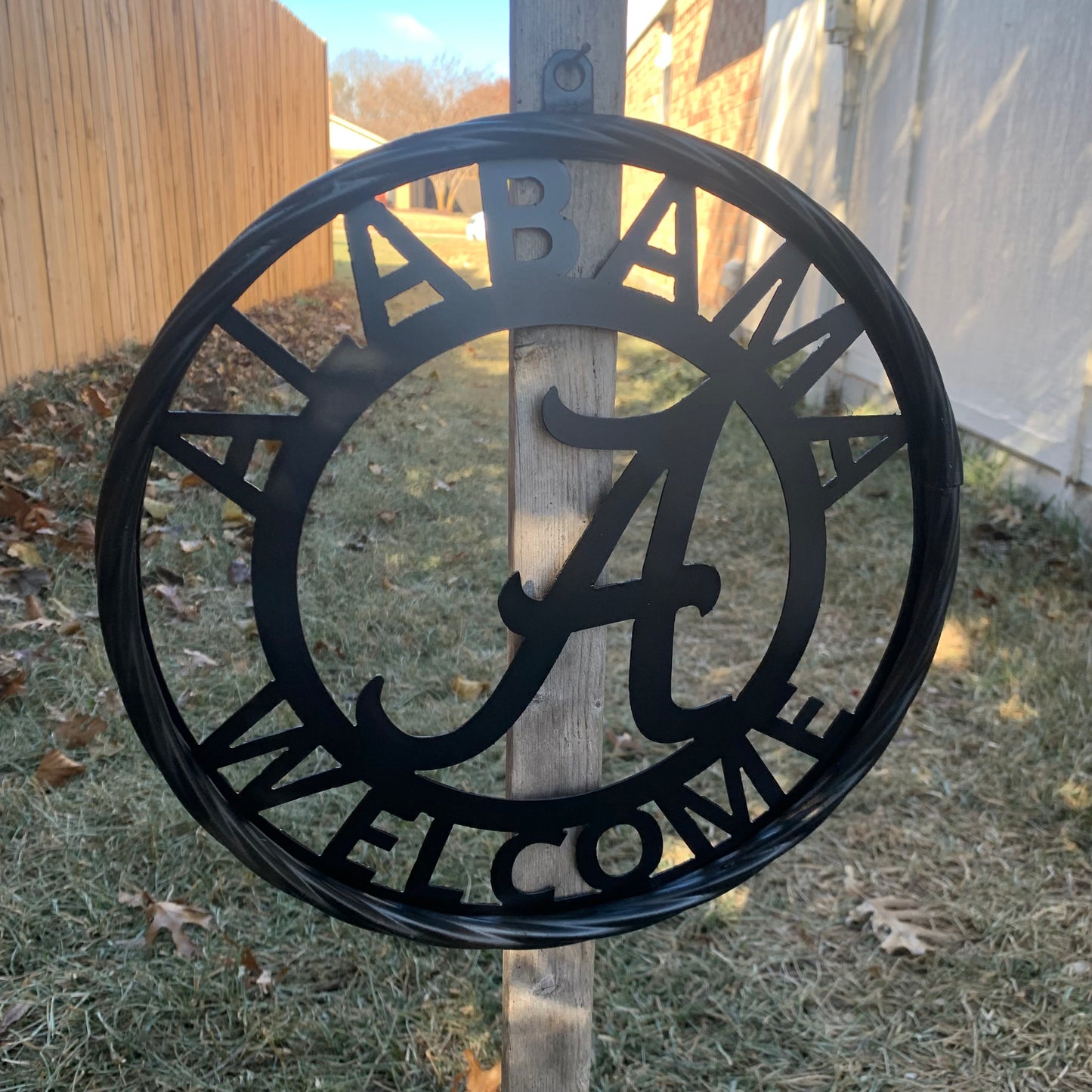 ALABAMA WELCOME CUSTOM ALL BLACK METAL VINTAGE SIGN TEAM HANDMADE