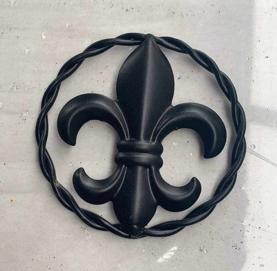 4" FLEUR DE LIS METAL WALL ART WESTERN HOME DECOR RUSTIC BLACK HANDMADE NEW #EH10332