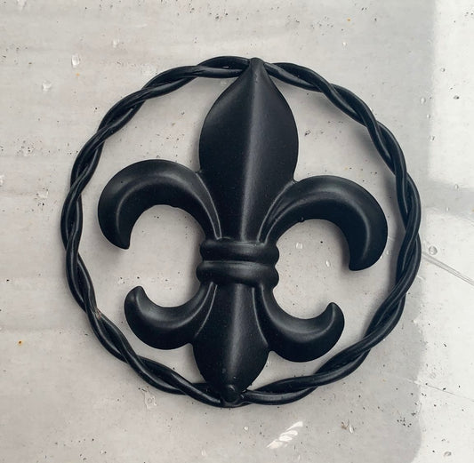 4" FLEUR DE LIS METAL WALL ART WESTERN HOME DECOR RUSTIC BLACK HANDMADE NEW #EH10332