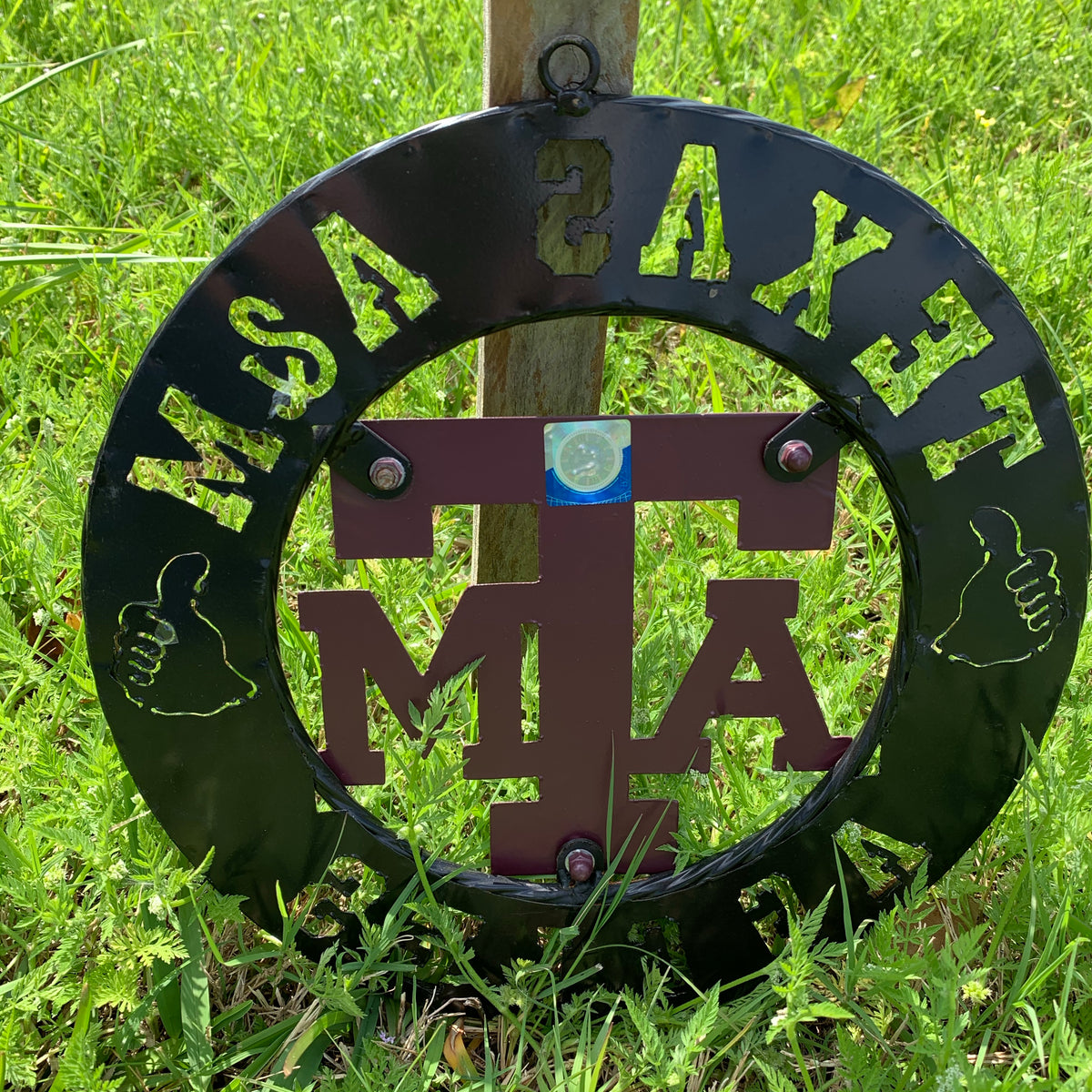 12",18",24",32" TEXAS A&M AGGIES WIDE BAND RING CUSTOM METAL VINTAGE CRAFT TEAM SIGN HANDMADE