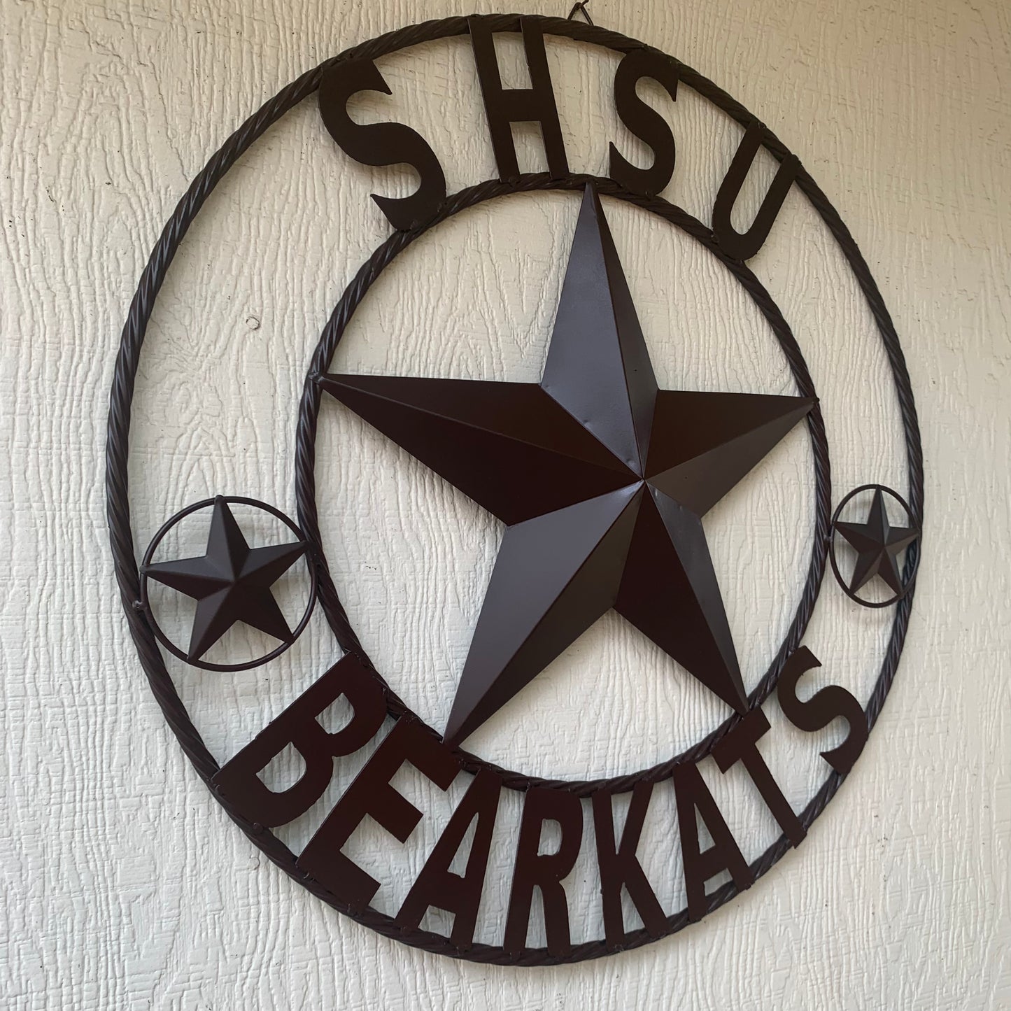 24",32" SHSU SAM HOUSTON BEARKATS RUSTIC BROWN METAL CUSTOM VINTAGE CRAFT RUSTIC BROWN TEAM STAR HANDMADE