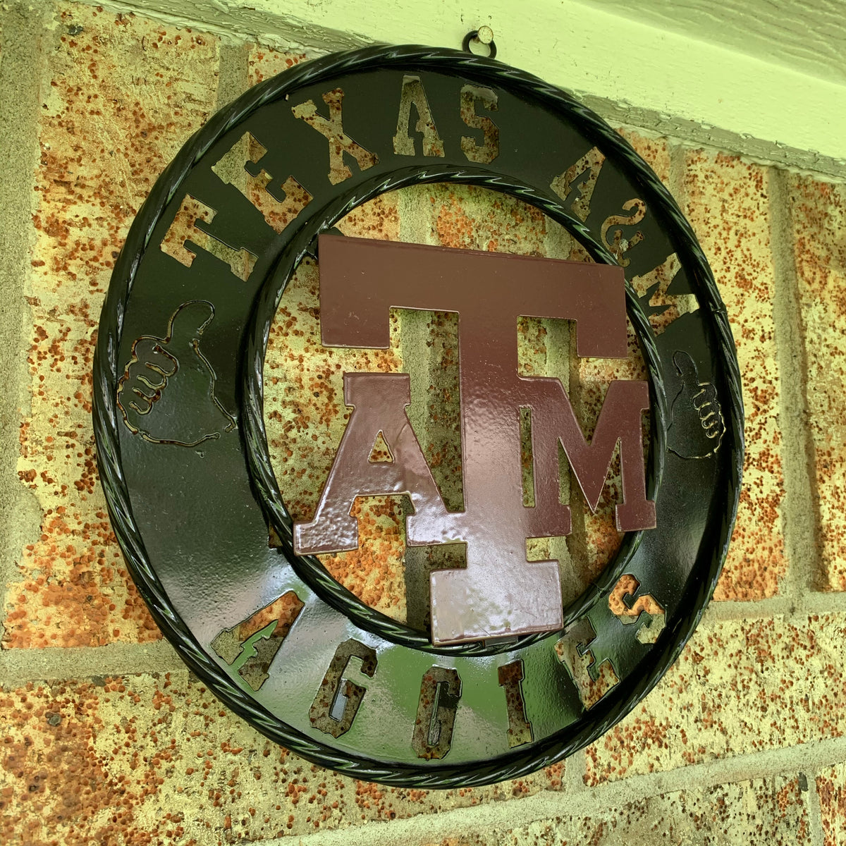 12",18",24",32" TEXAS A&M AGGIES WIDE BAND RING CUSTOM METAL VINTAGE CRAFT TEAM SIGN HANDMADE