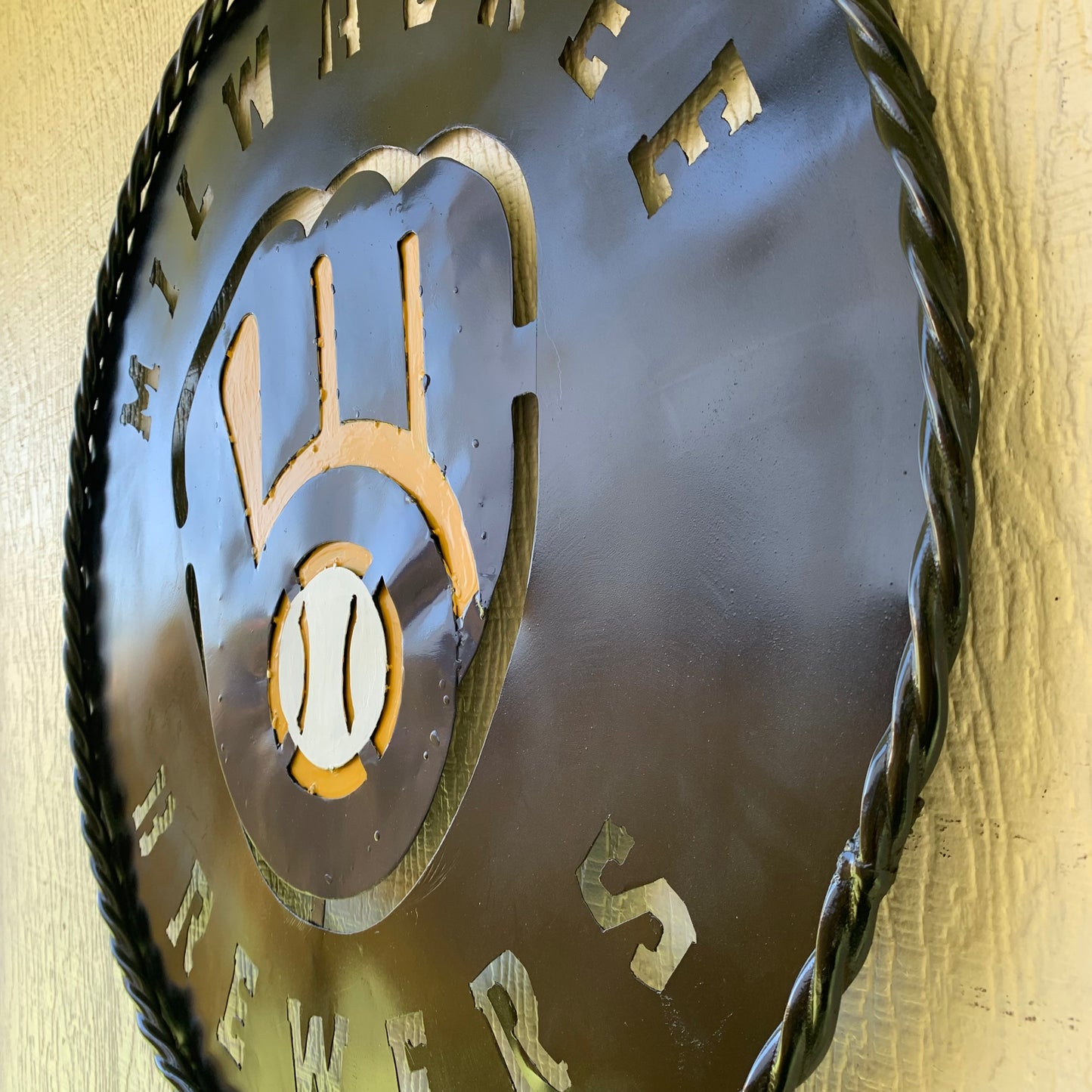 24" MILWAUKEE BREWERS WIDE BAND DISC CUSTOM METAL VINTAGE CRAFT TEAM SPORTS SIGN HANDMADE