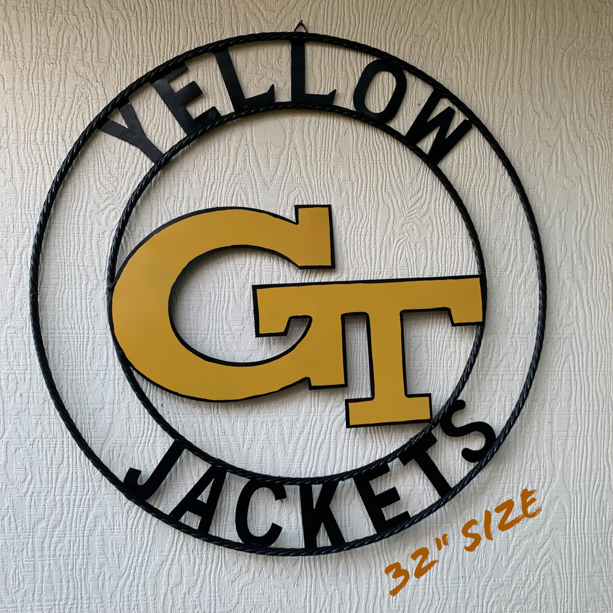 GEORGIA TECH YELLOW JACKETS CUSTOM METAL VINTAGE CRAFT SIGN TEAM WALL ART WESTERN HOME DECOR HANDMADE 12",18",24",32",36"