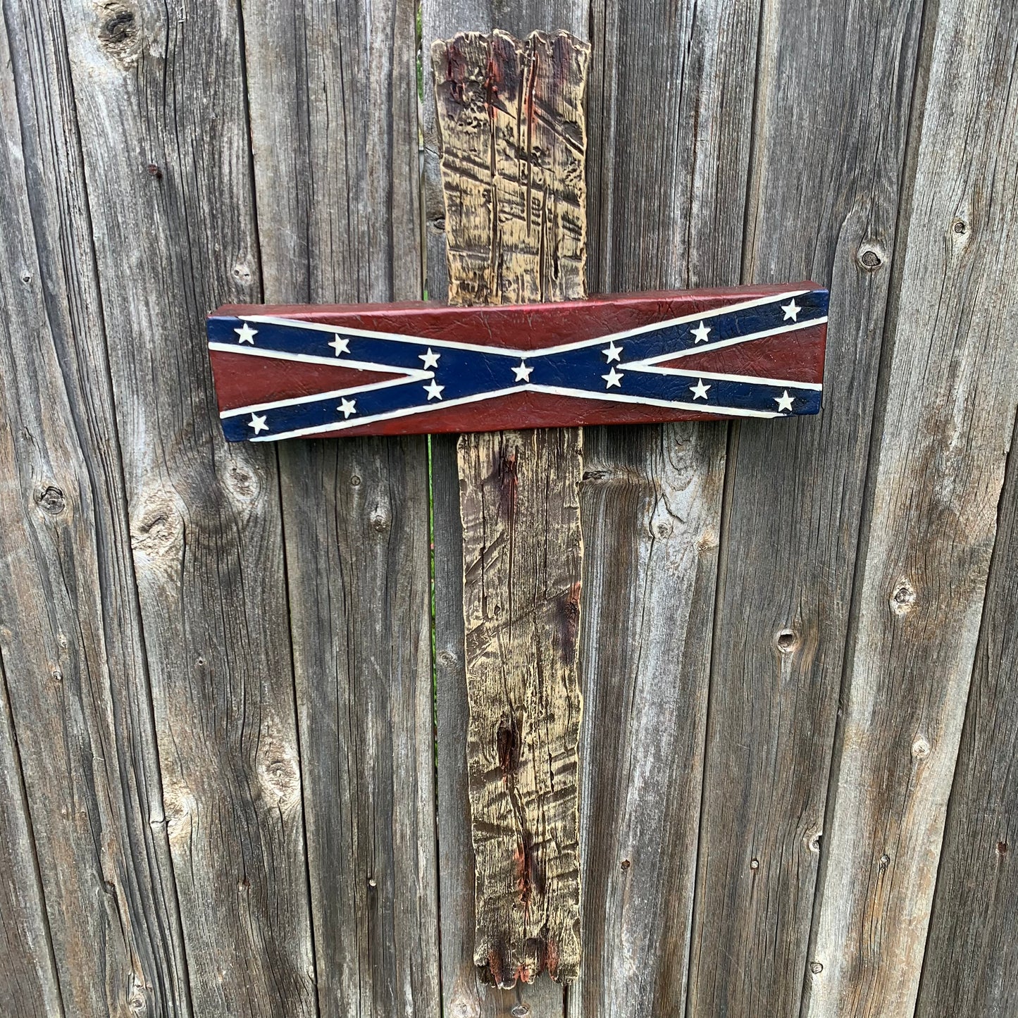 P & G FLAG STONE CROSS WESTERN HOME DECOR NEW ART--FREE SHIPPING