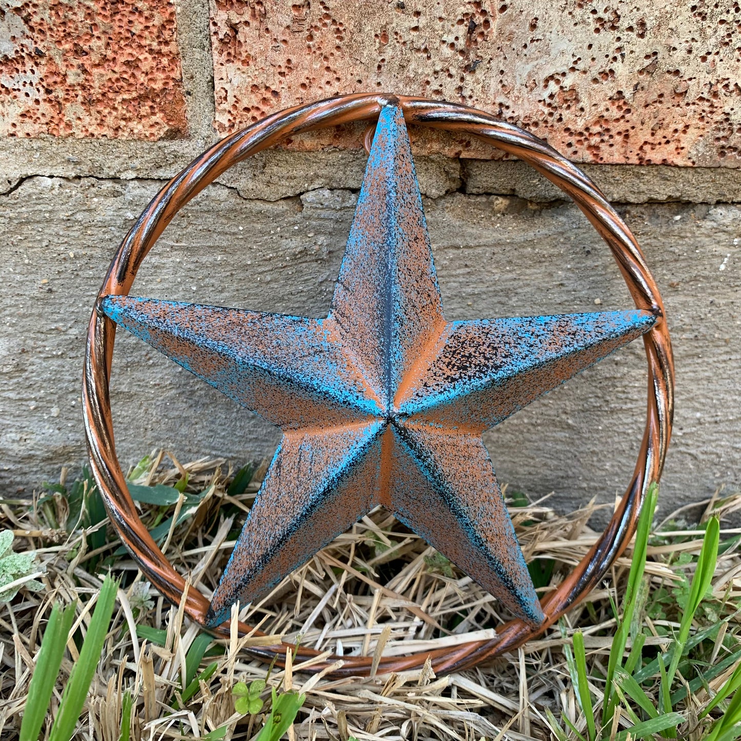 TURQUOISE DISTRESSED BARN METAL STAR WESTERN HOME DECOR ART HANDMADE #EH13601