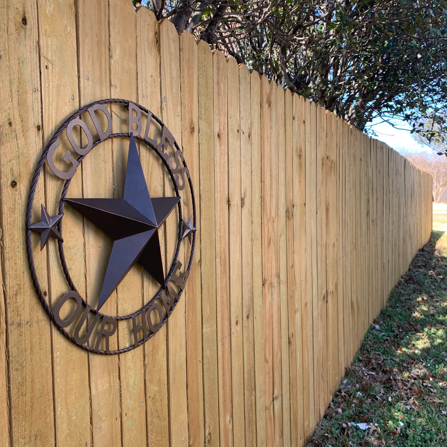 GOD BLESS OUR HOME BARN METAL STAR TWISTED ROPE RING WESTERN HOME DECOR RUSTIC BRONZE HANDMADE NEW #EH11021
