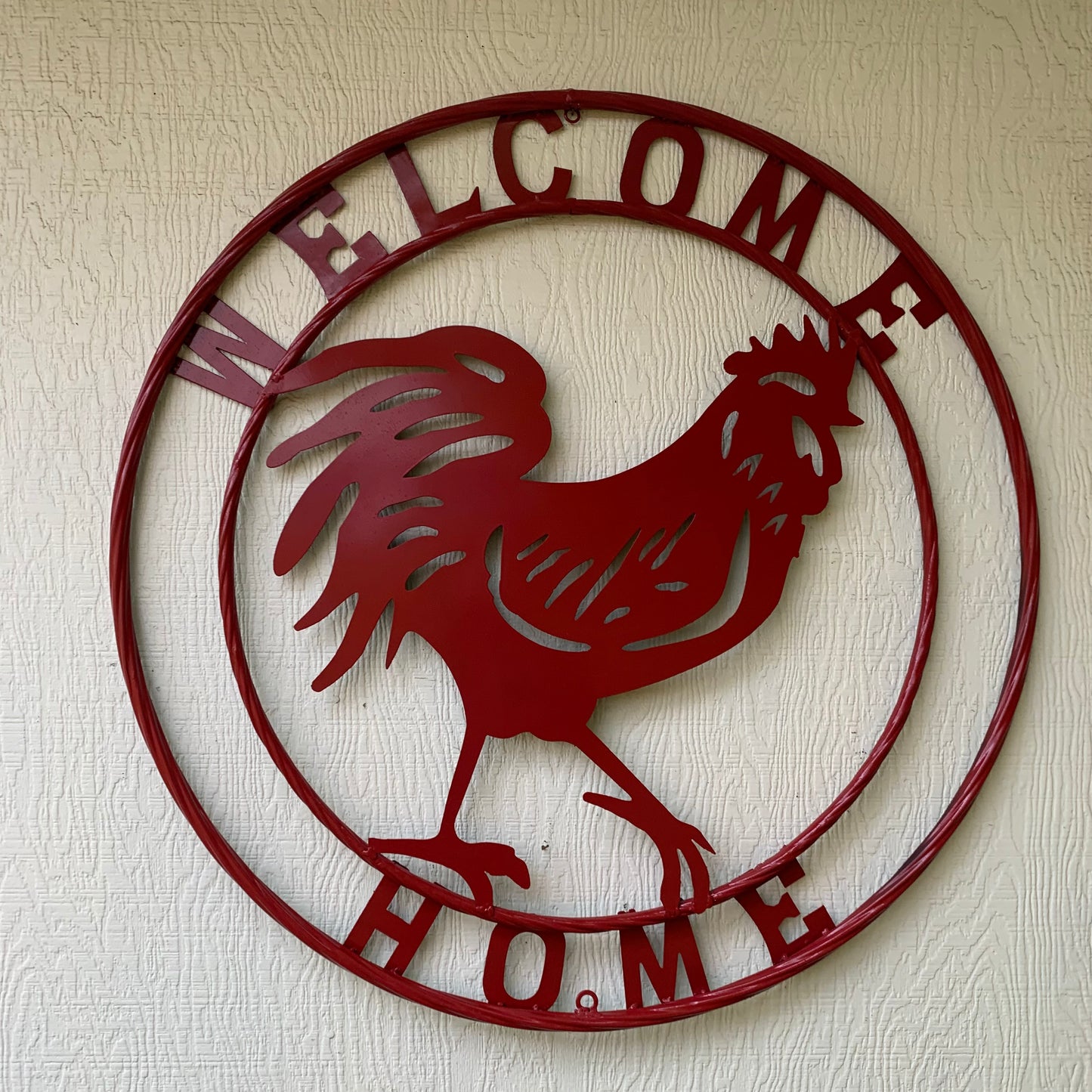 YOUR CUSTOM NAME RED ROOSTER LASERCUT METAL ART WITH RING DESIGN WESTERN METAL ANIMAL ART HOME WALL DECOR BRAND NEW