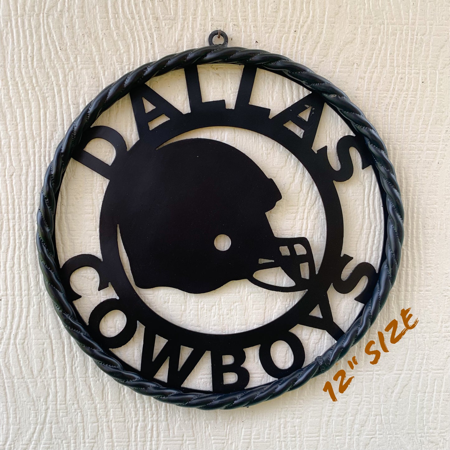 12", 18", 24", 32" DALLAS COWBOYS HELMET SIGN BLACK METAL CUSTOM VINTAGE CRAFT WALL ART TEAM SIGN HANDMADE