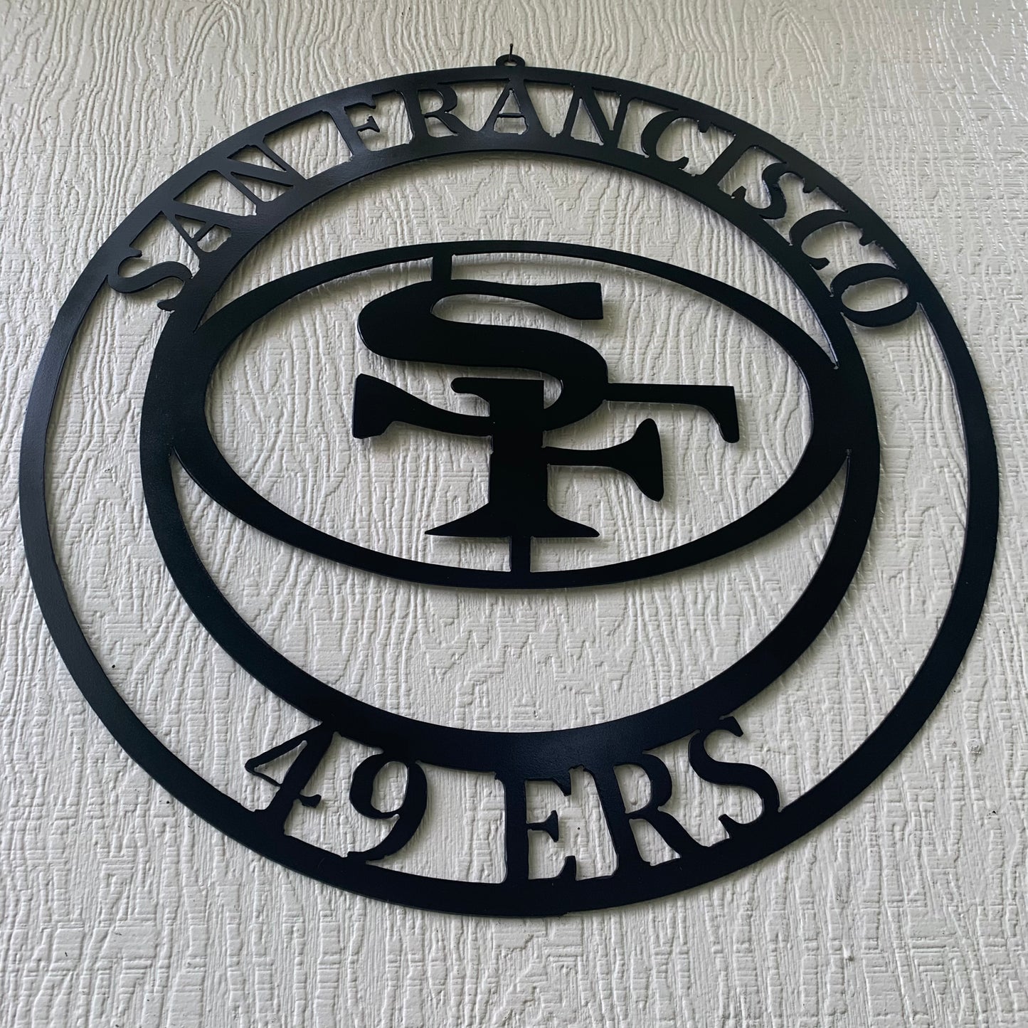 SAN FRANCISCO 49ERS METAL CUSTOM VINTAGE CRAFT TEAM SIGN RUSTIC BLACK HAND MADE IN USA 18",24",36",40",50"