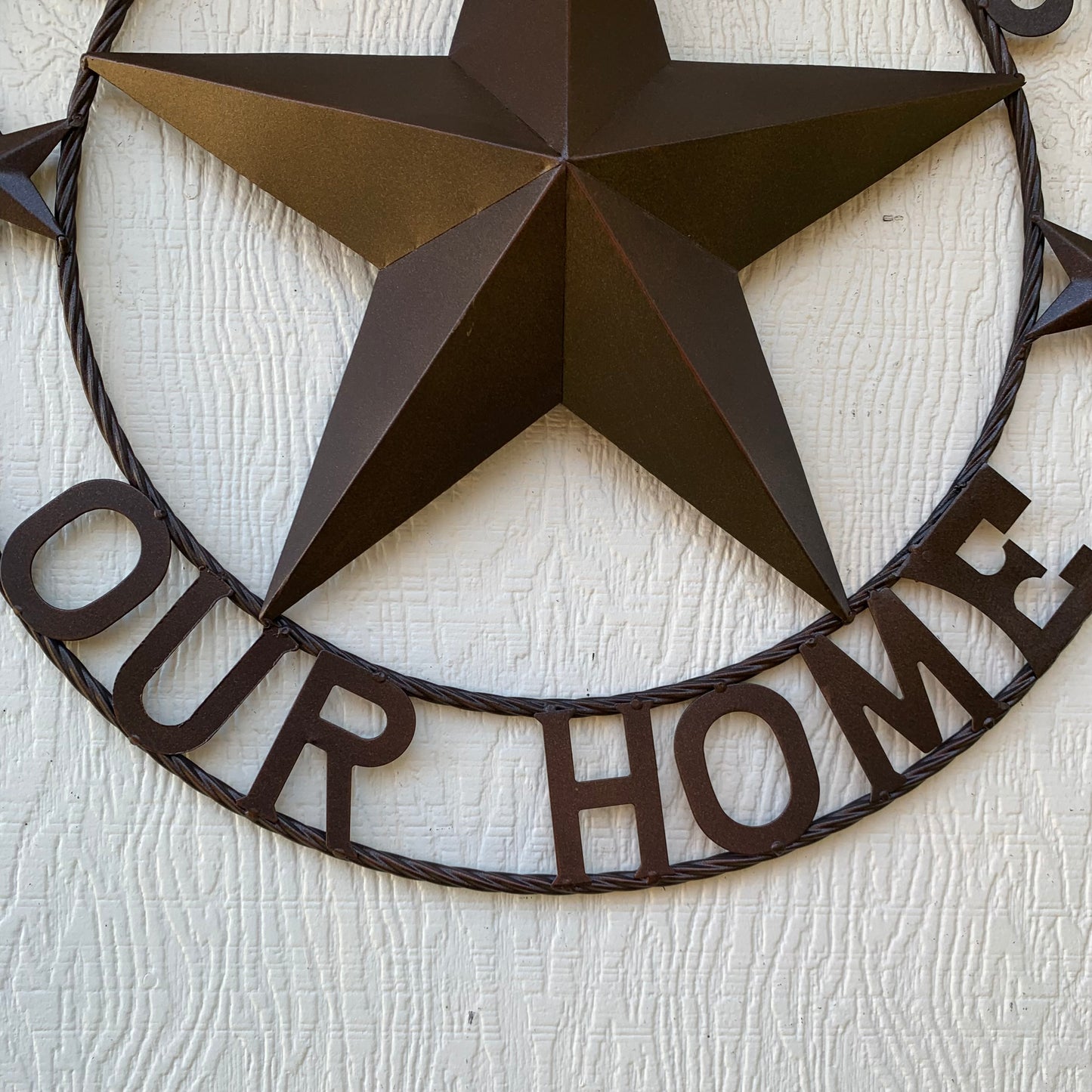 GOD BLESS OUR HOME BARN METAL STAR TWISTED ROPE RING WESTERN HOME DECOR RUSTIC BRONZE HANDMADE NEW #EH11021