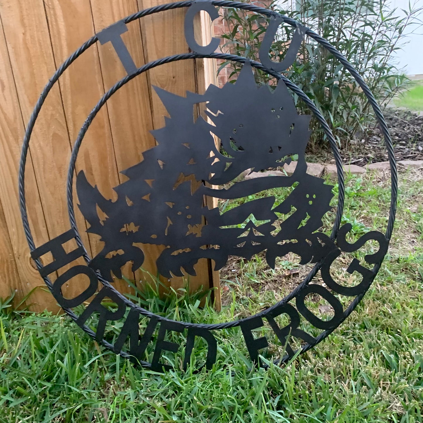 TCU HORNED FROGS BLACK CUSTOM METAL VINTAGE CRAFT TEAM SIGN HANDMADE