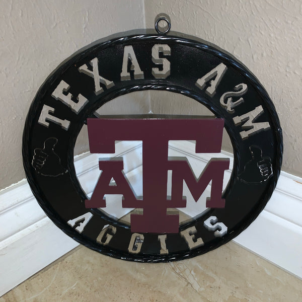 GIGEM AGGIES TEXAS A&M CUSTOM METAL VINTAGE CRAFT TEAM SIGN WESTERN HOME DECOR HANDMADE