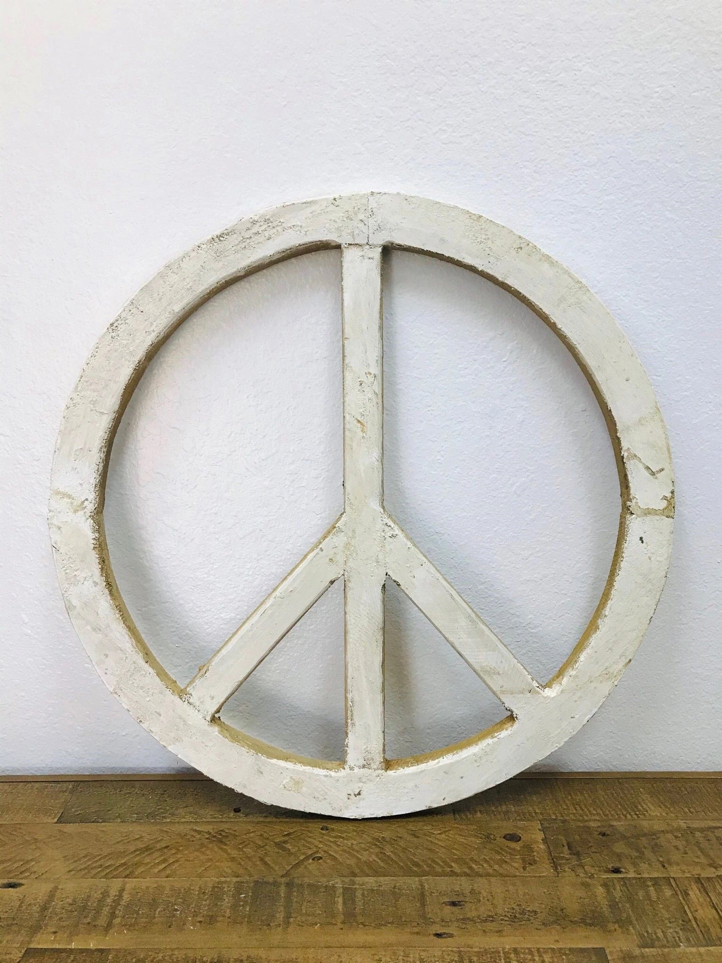 24" WHITE PEACE SIGN WOOD SIGN WALL ART DECOR WESTERN HOME DECOR HANDMADE #EH12853