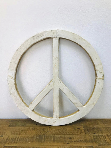 24" WHITE PEACE SIGN WOOD SIGN WALL ART DECOR WESTERN HOME DECOR HANDMADE #EH12853