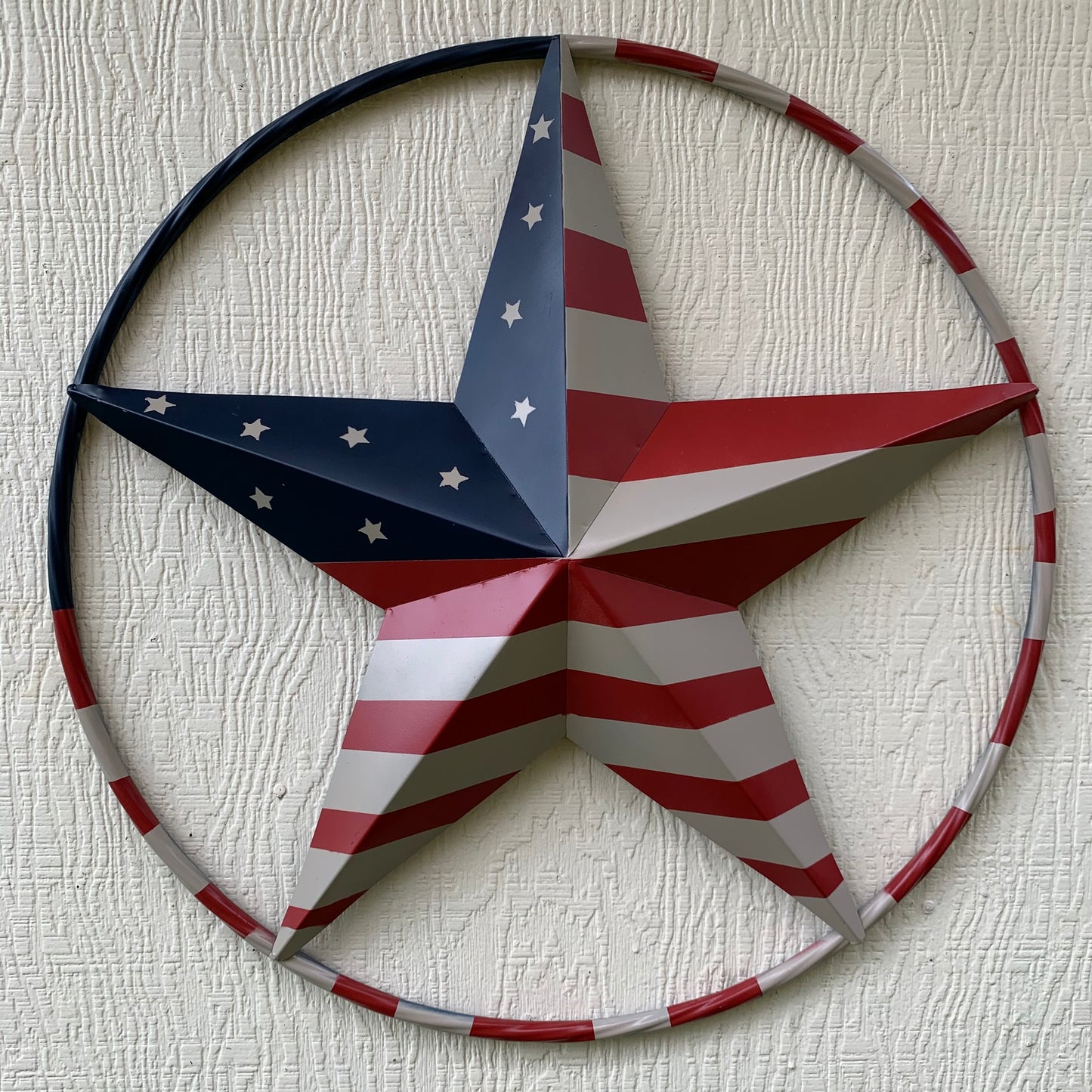AMERICAN USA FLAG BARN STAR METAL RED BEIGE BLUE STAR 12",16",24",32"36",38",40",48