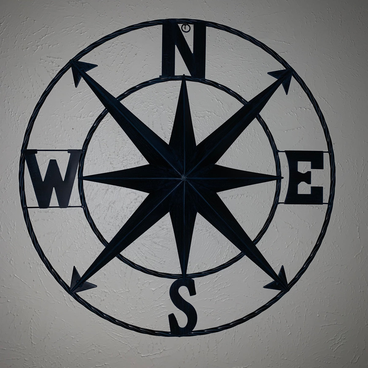 COMPASS NAVY BLUE 24" METAL SIGN WESTERN HOME DECOR HANDMADE NEW