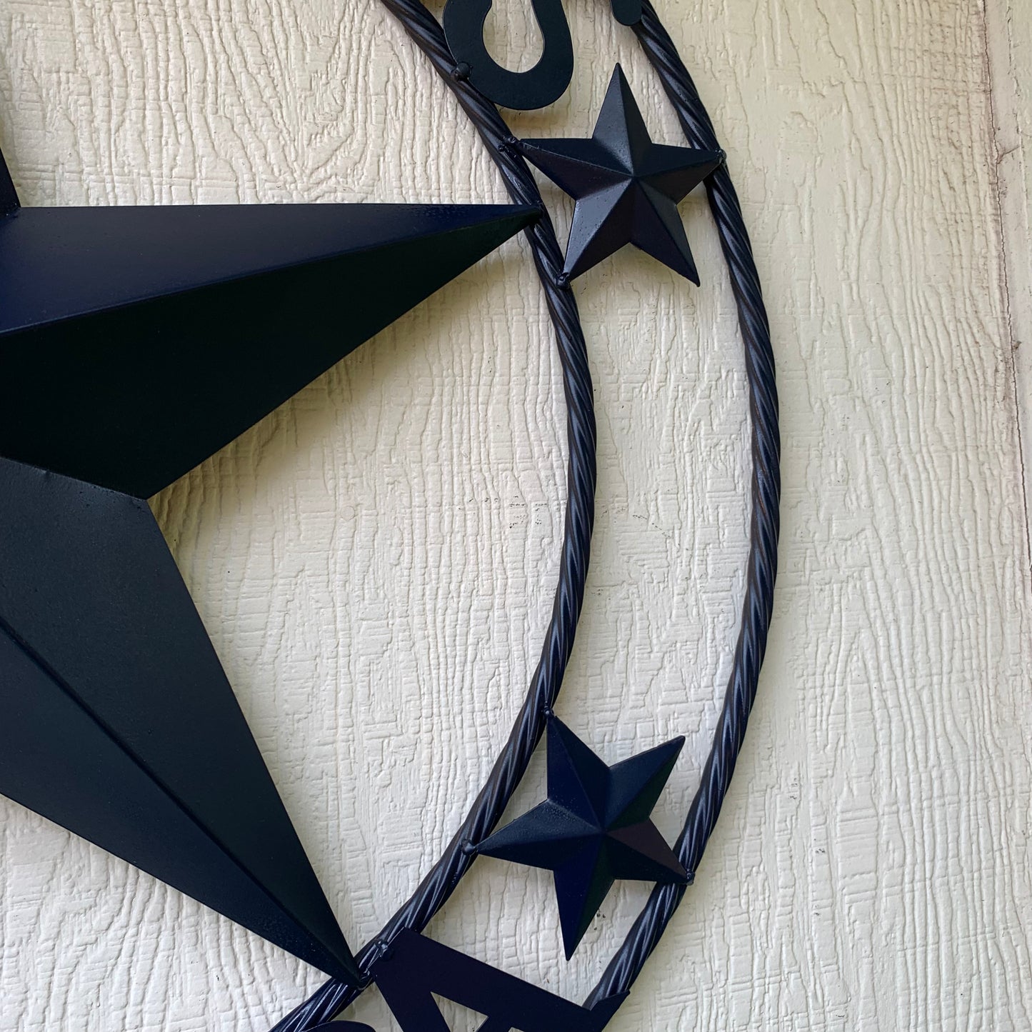 GOD BLESS AMERICA NAVY BLUE METAL BARN STAR RING ART WESTERN HOME DECOR NEW-#EH10131