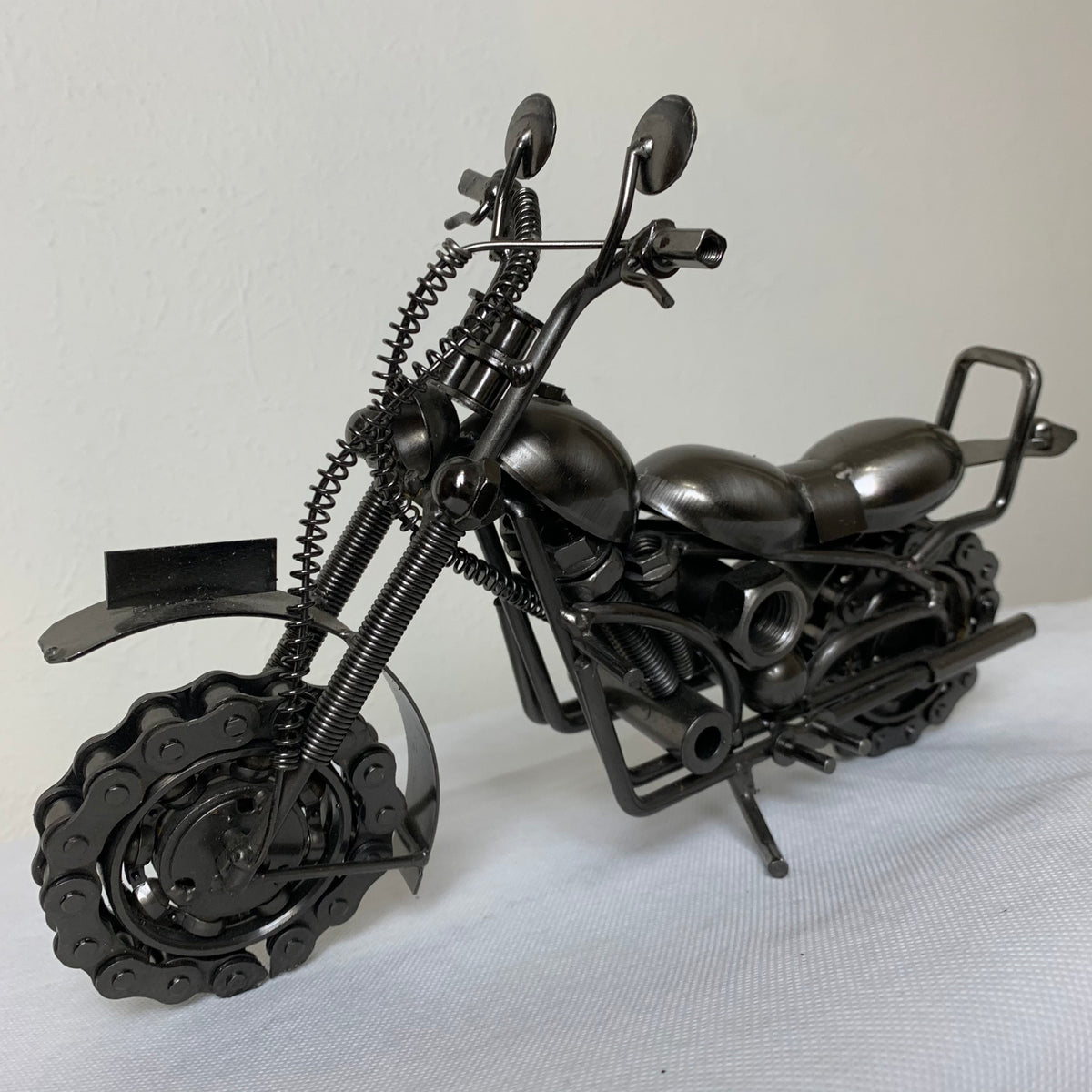 12" HARLEY STYLE MOTORCYCLE GUN METAL WESTERN HOME BAR DECOR NEW