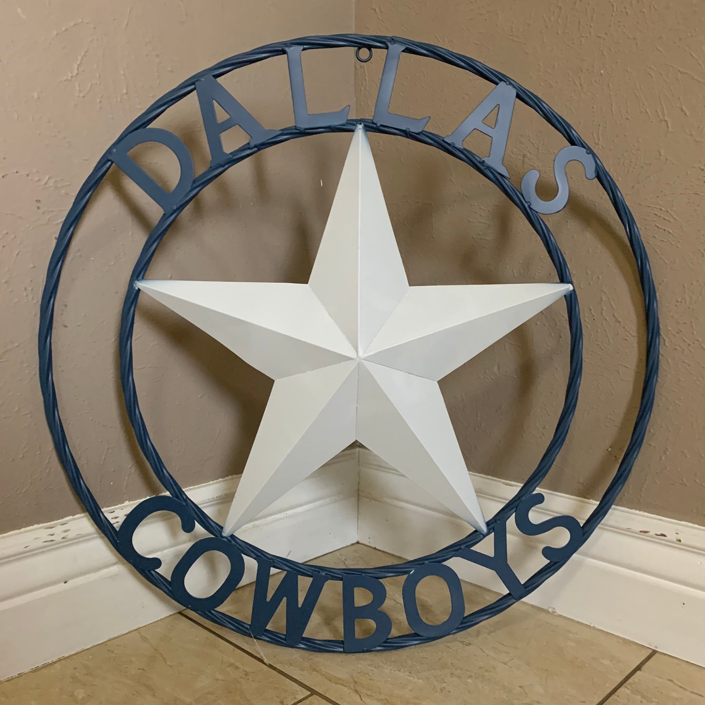 DALLAS COWBOYS STAR METAL BARN LONE STAR WESTERN HOME DECOR BLUE & WHITE STAR, SIZE:24",32",36",40",42",44",46",50"