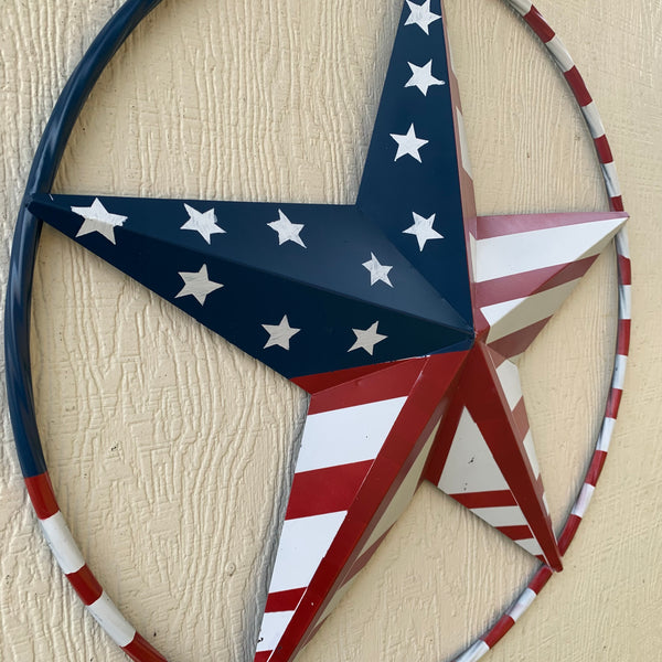 PEACE STAR METAL RED WHT BLUE STAR WESTERN HOME DECOR HANDMADE 12",16",24",32"36",38",40",48"