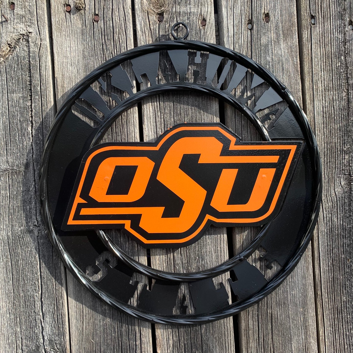 12" OSU OKLAHOMA STATE COWBOYS CUSTOM METAL VINTAGE CRAFT SIGN WESTERN HOME DECOR HANDMADE