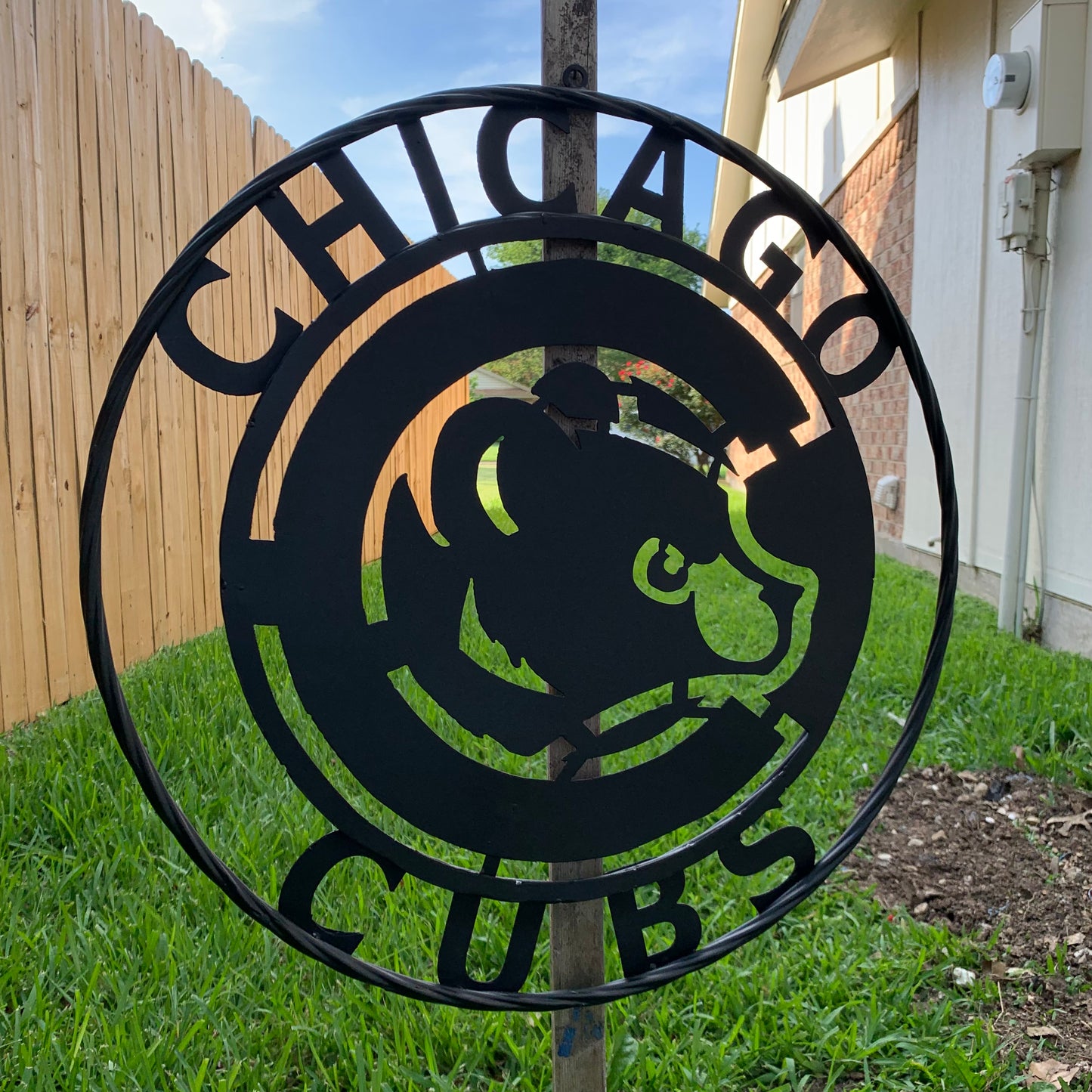 12", 18", 24", 32" CHICAGO CUBS CUSTOM BLACK & RAW METAL VINTAGE CRAFT TEAM SPORTS SIGN HANDMADE