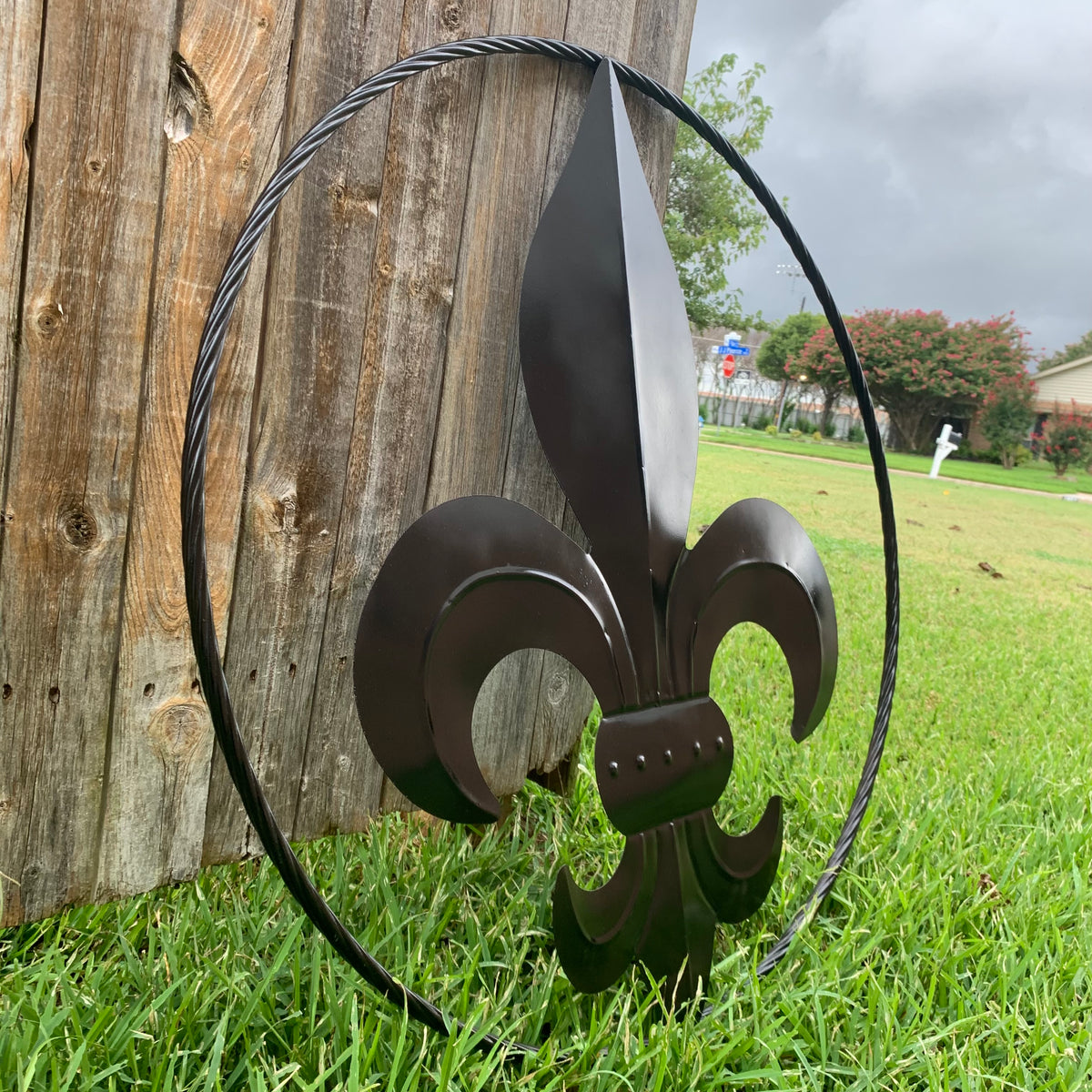 24", 36" GLOSS BLACK FLEUR DE LIS METAL WALL ART SIGN WESTERN HOME DECOR HANDMADE NEW #EH10645