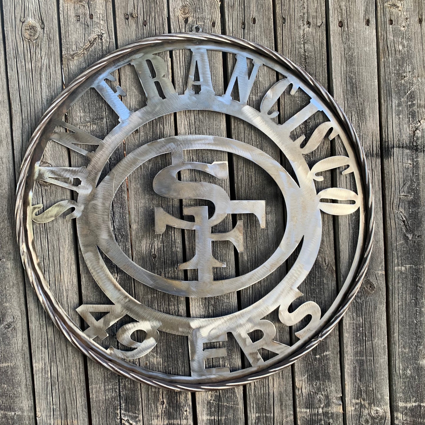 SAN FRANCISCO 49ERS METAL CUSTOM VINTAGE RAW METAL CRAFT TEAM SIGN HANDMADE 12",18",24",32",36",40",50"